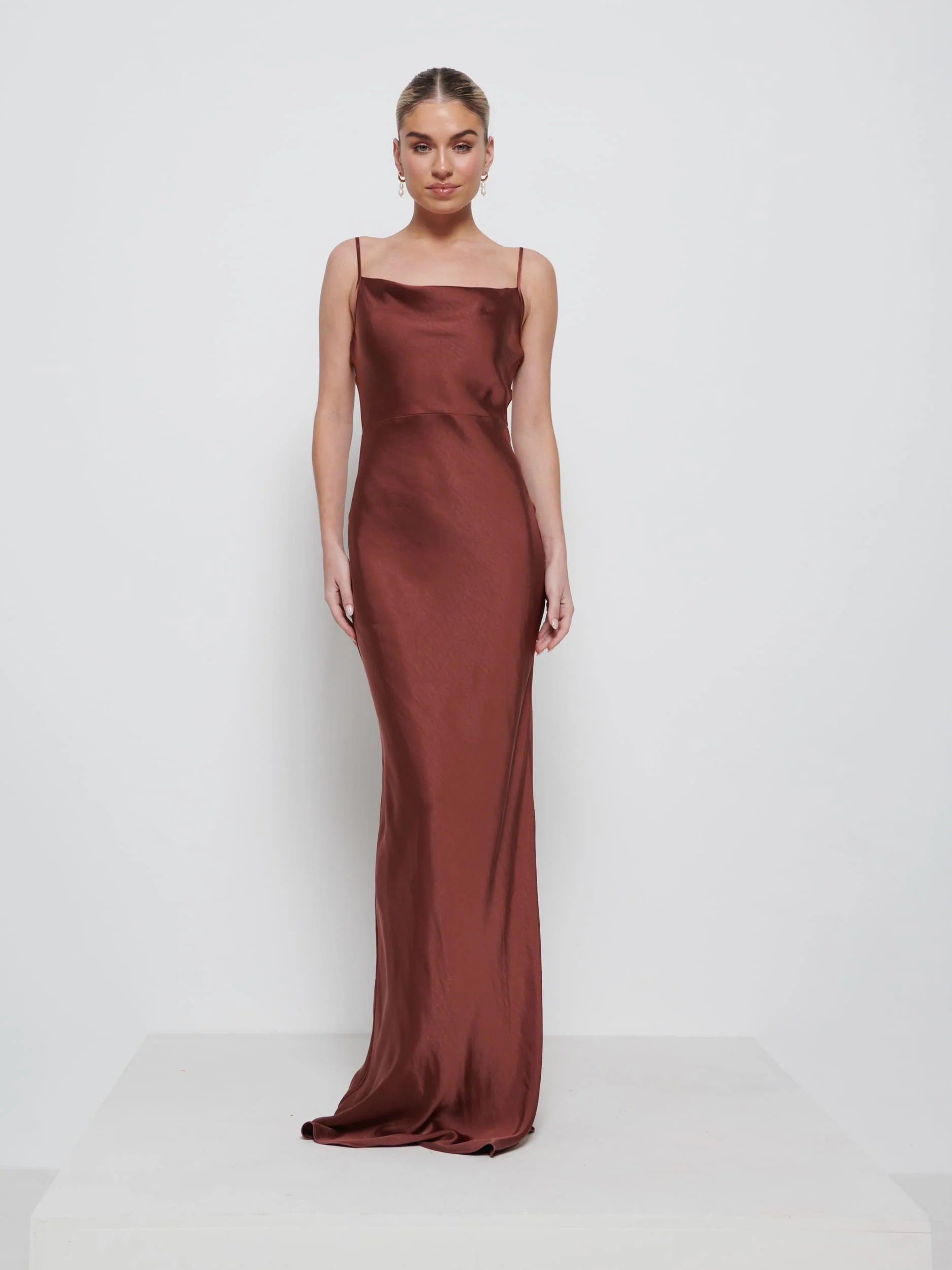 Keisha Maxi Bridesmaid Dress - Matte Mahogany - Image 4