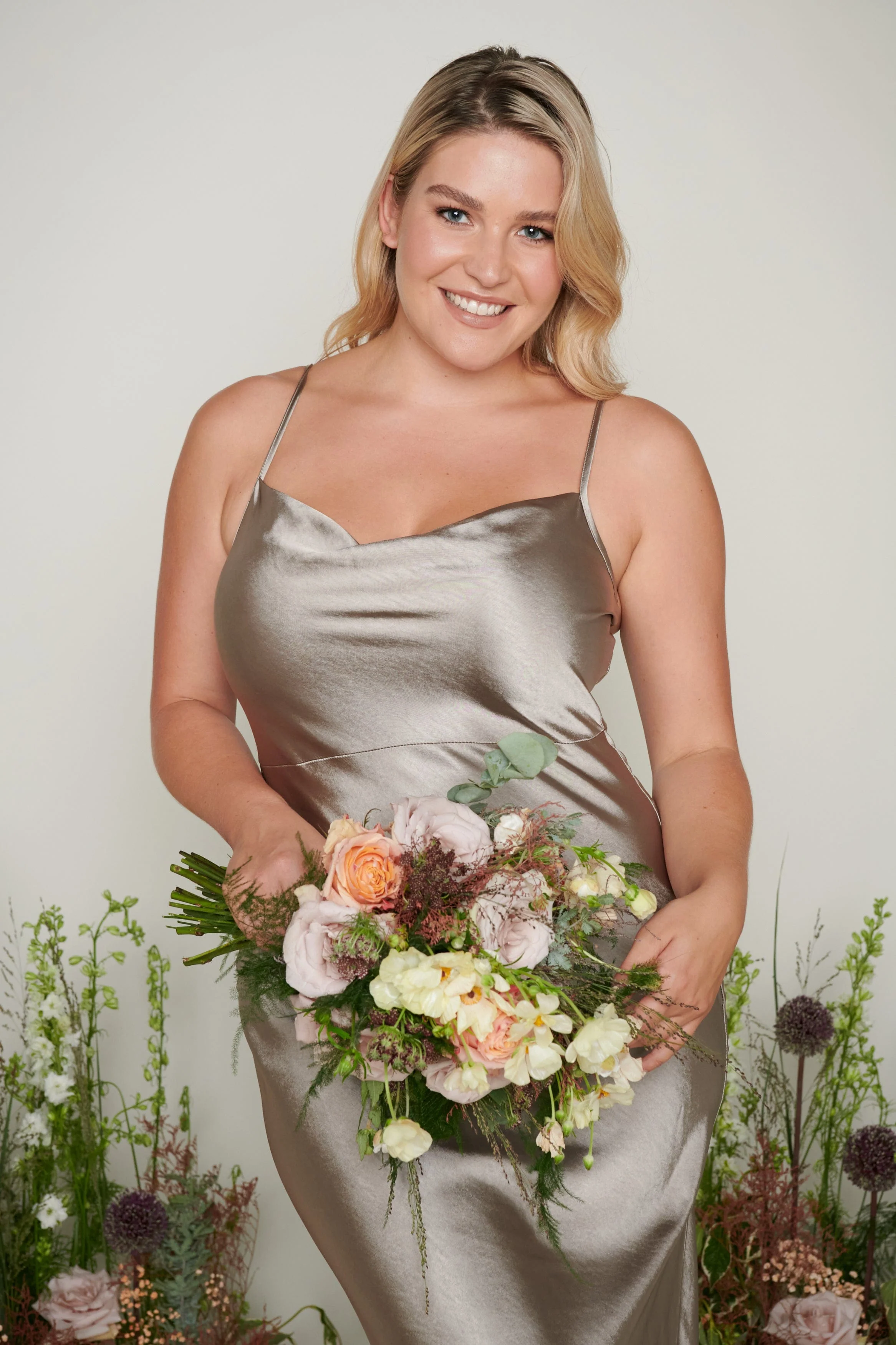 Keisha Maxi Bridesmaid Dress - Matte Olive Grey - Image 3