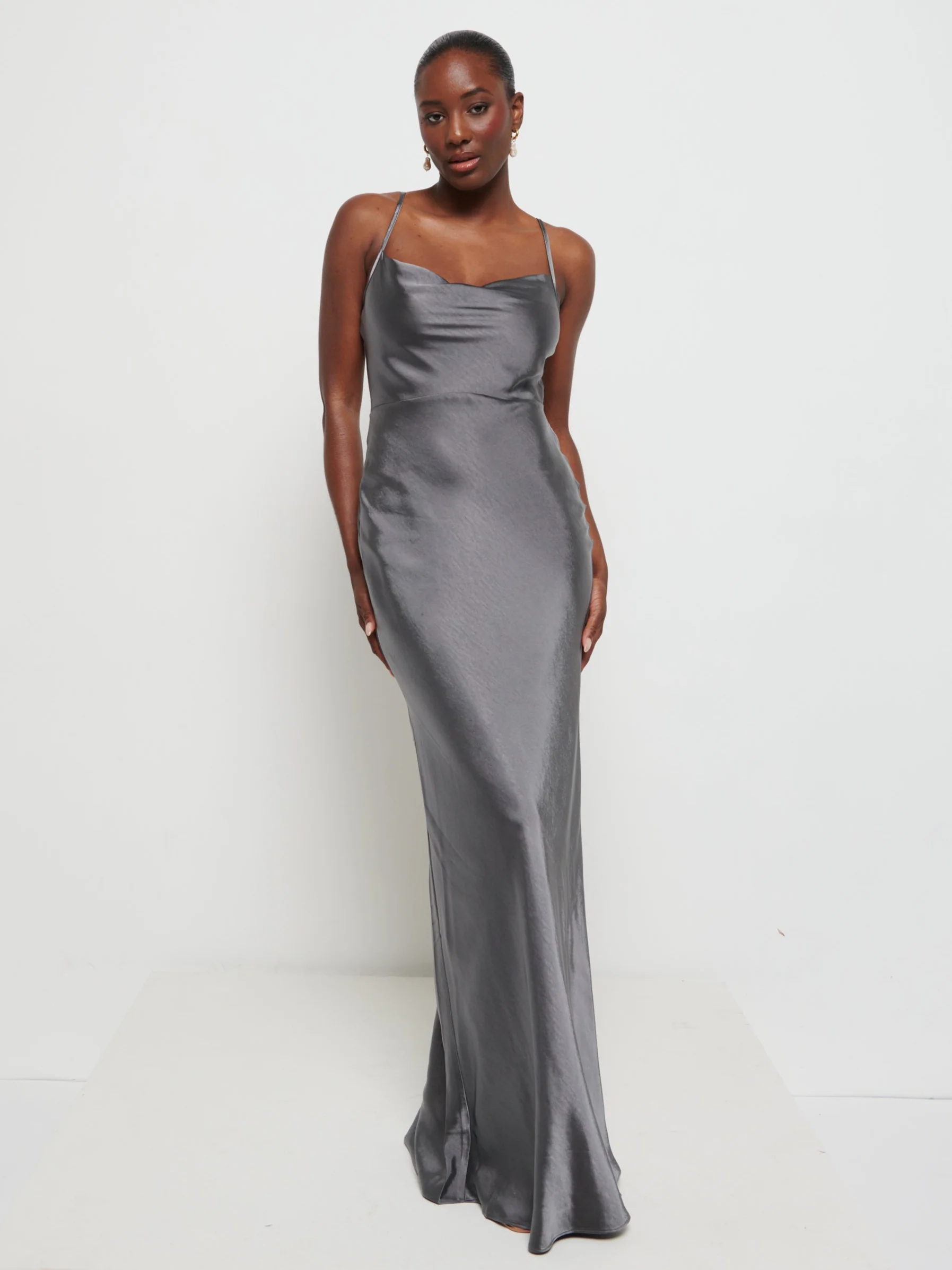 Keisha Maxi Bridesmaid Dress - Matte Slate Grey - Image 3
