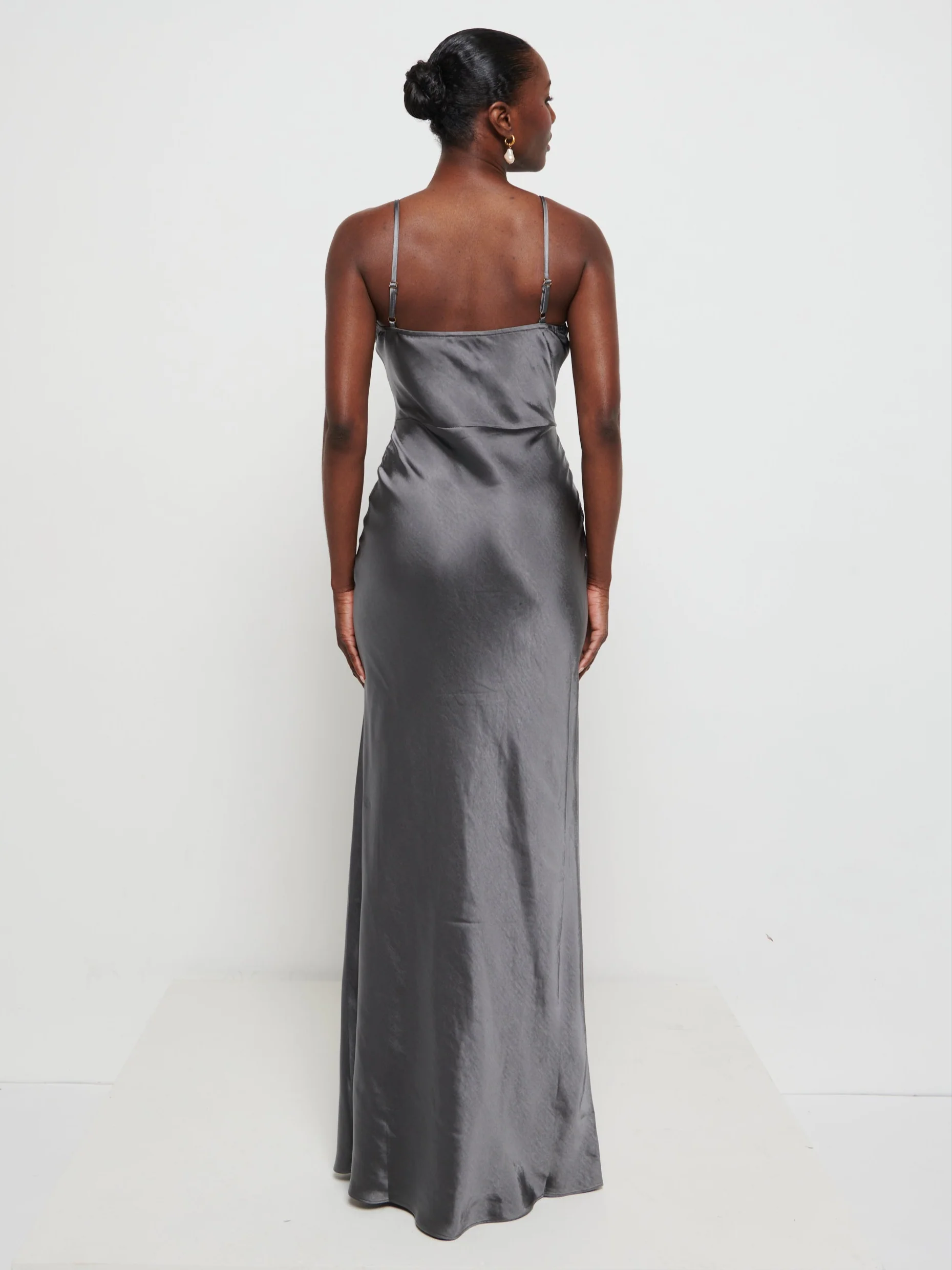 Keisha Maxi Bridesmaid Dress - Matte Slate Grey - Image 4