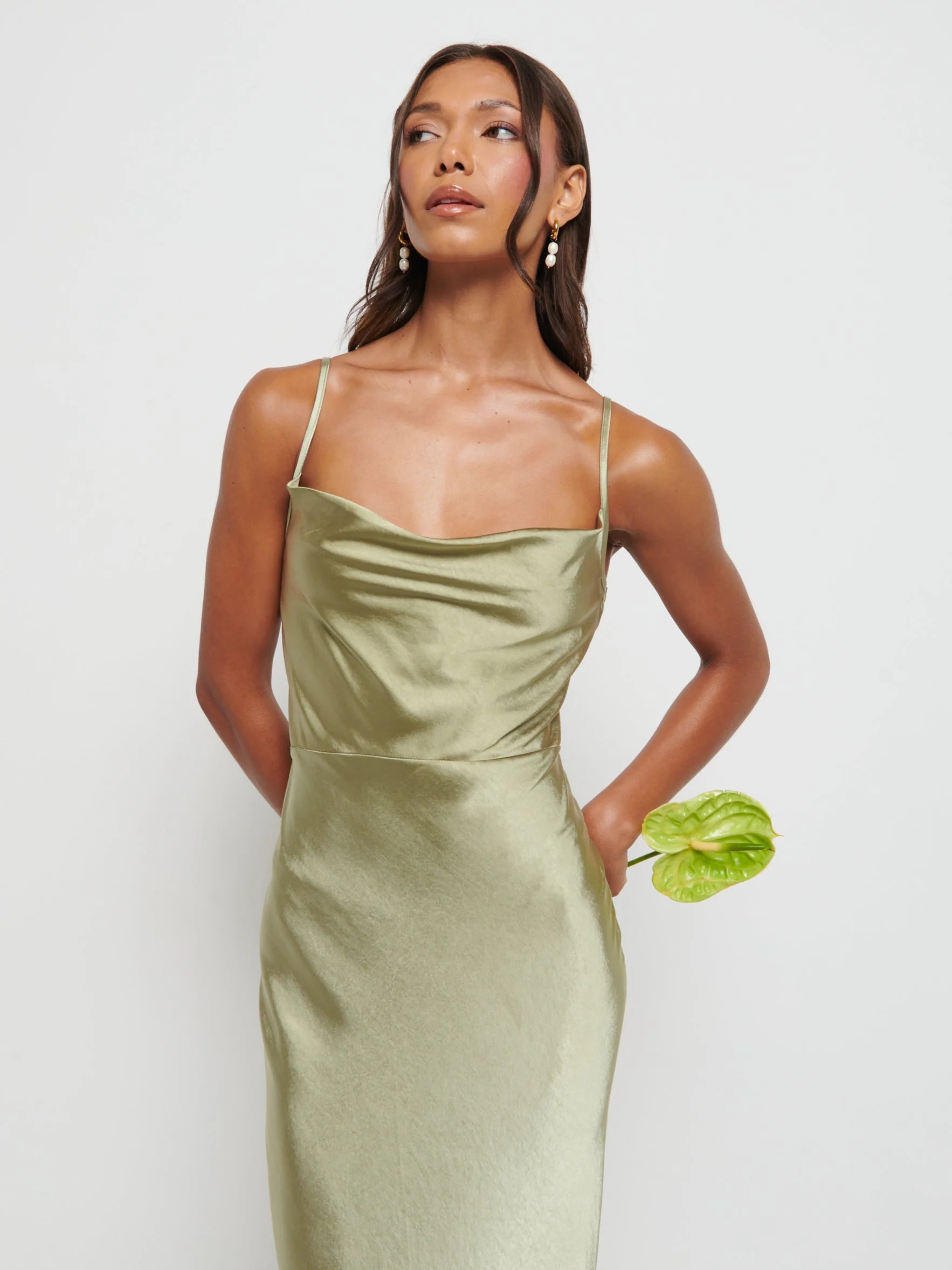 Keisha Maxi Bridesmaid Dress - Matte Olive - Image 3