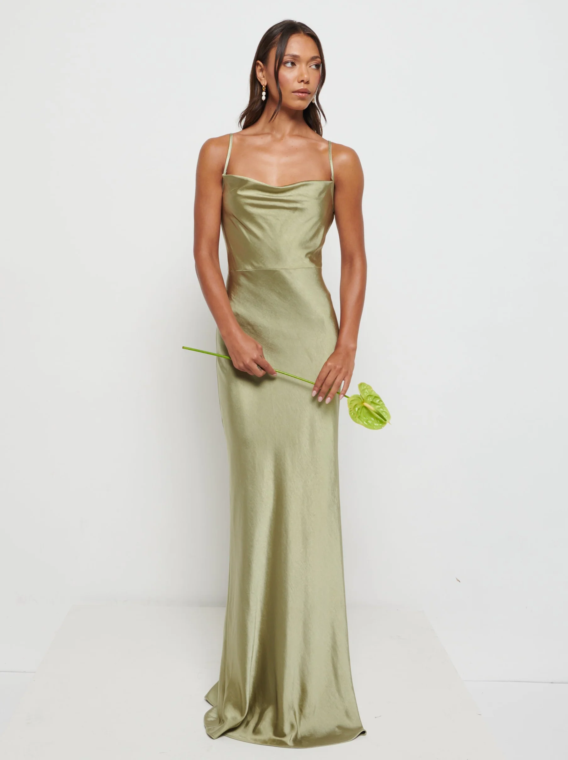 Keisha Maxi Bridesmaid Dress - Matte Olive - Image 5