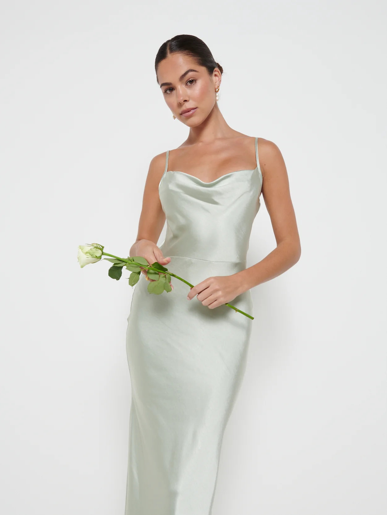 Keisha Maxi Bridesmaid Dress - Matte Sage - Image 5