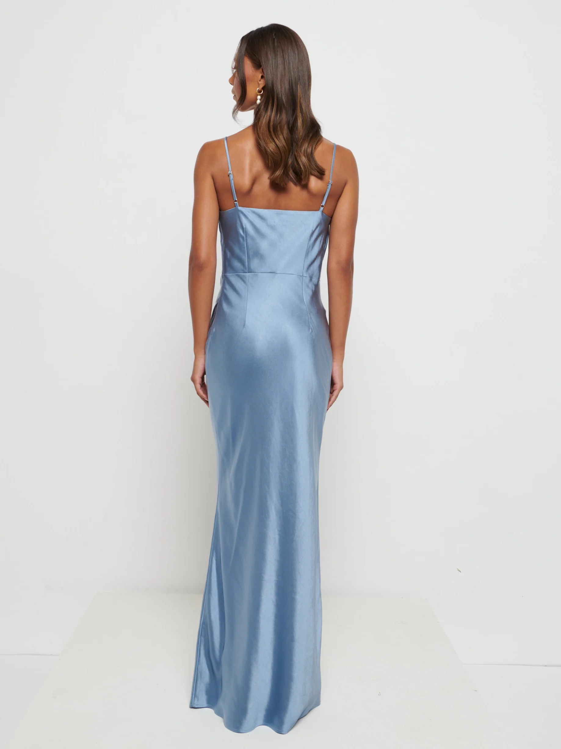 Keisha Maxi Satin Bridesmaid Dress - Dusty Blue - Image 4