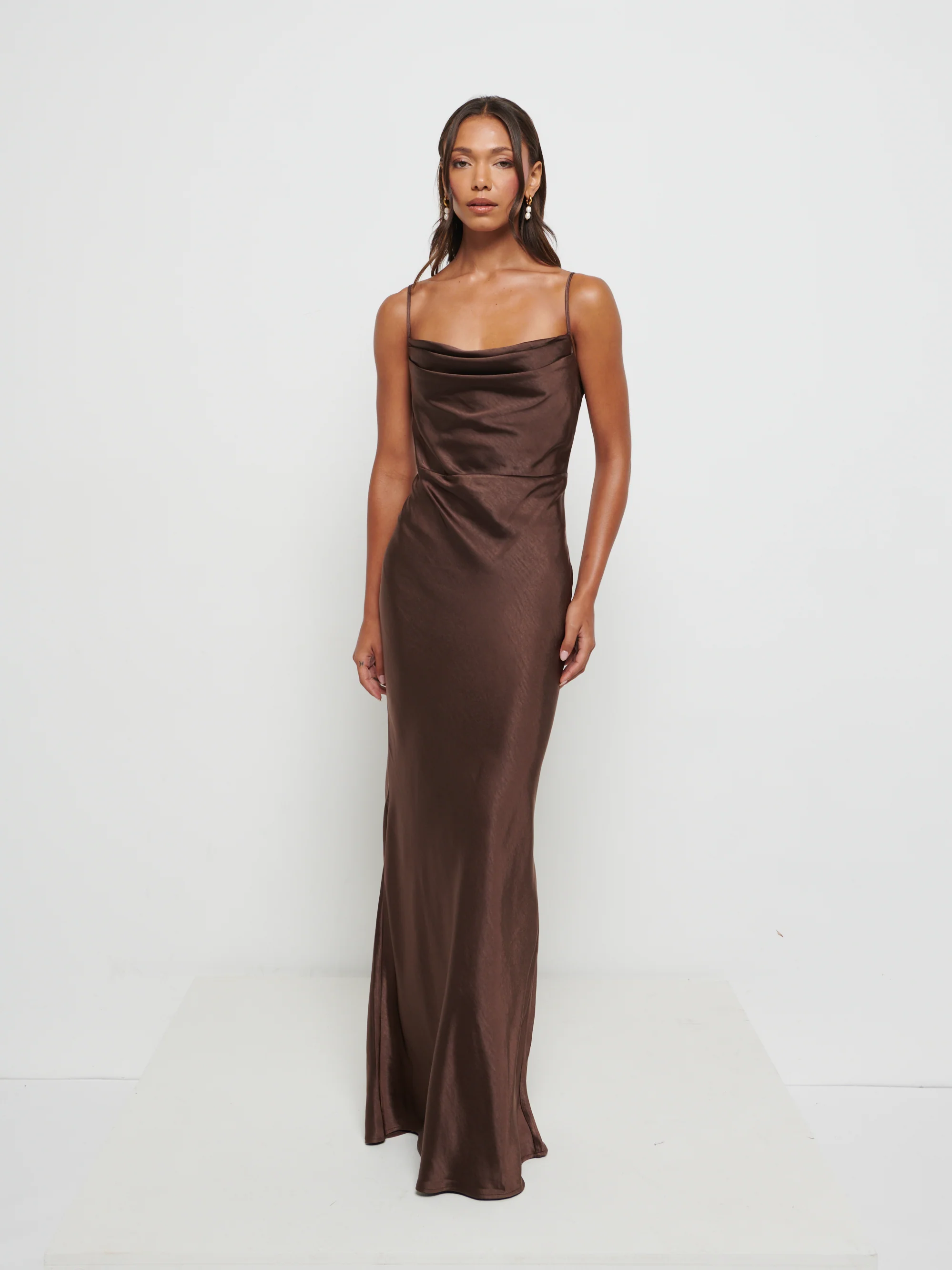 Keisha Scarf Maxi Bridesmaid Dress - Chocolate - Image 5