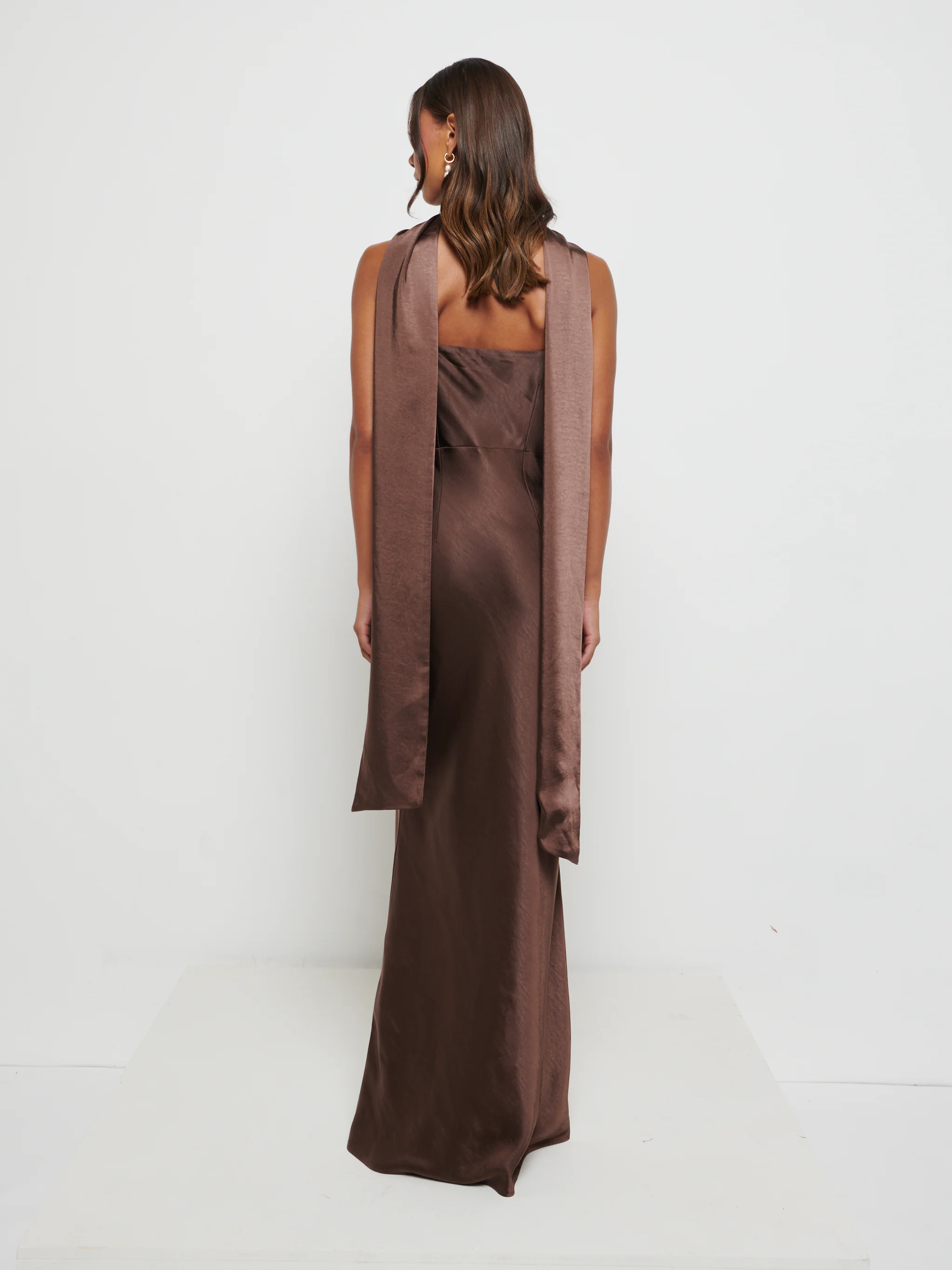 Keisha Scarf Maxi Bridesmaid Dress - Chocolate - Image 6