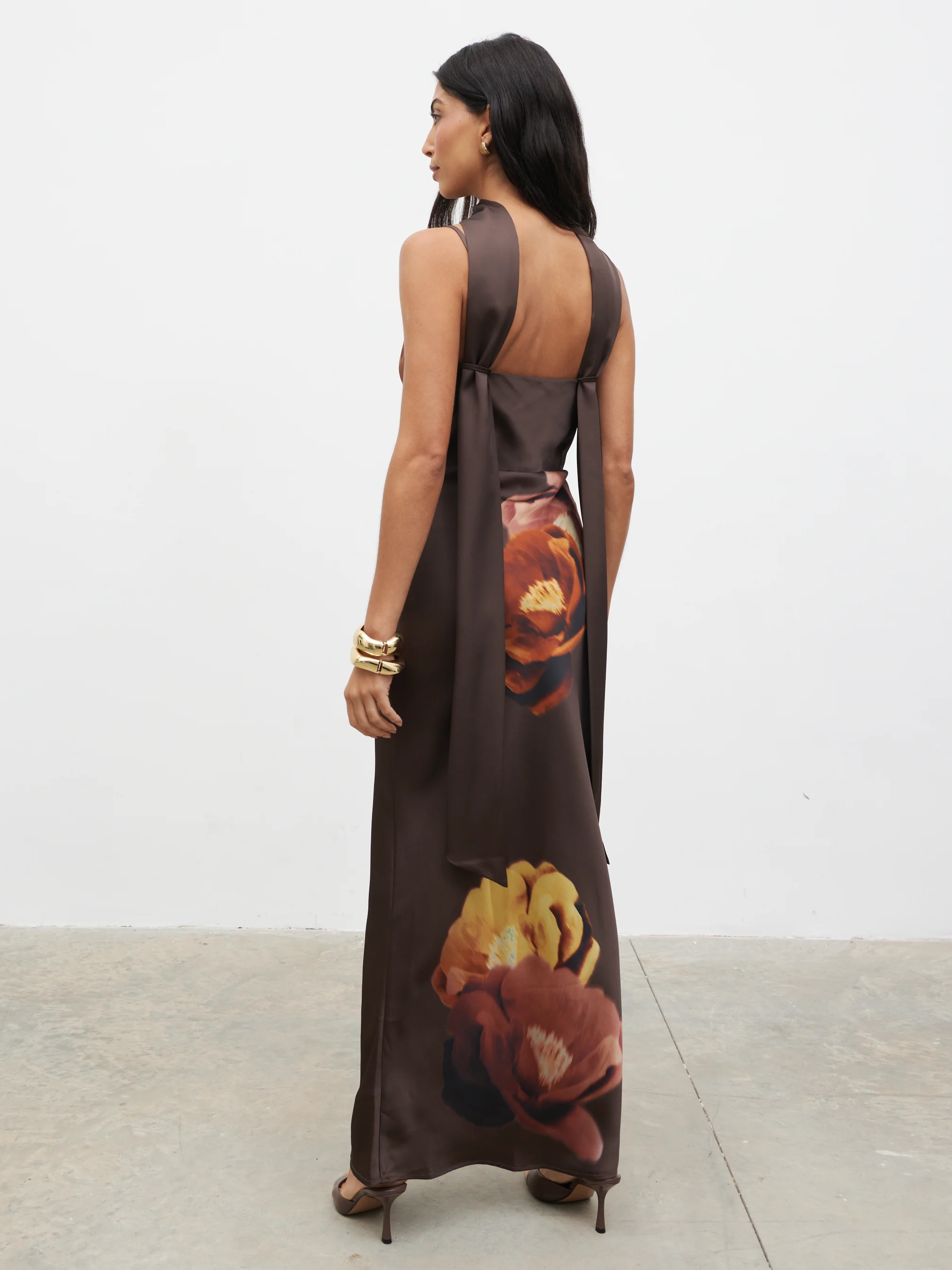 Keisha Scarf Maxi Dress - Large Scale Autumn Floral - Image 6
