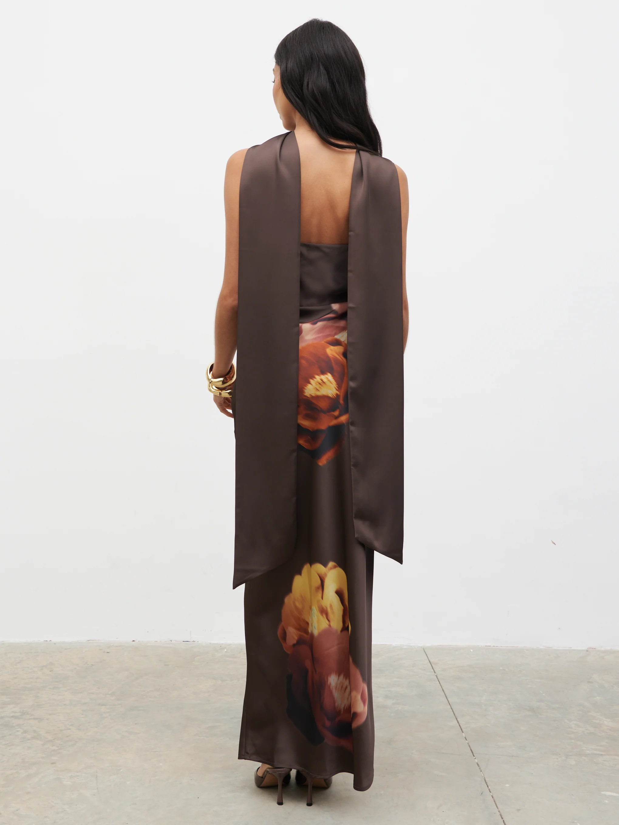 Keisha Scarf Maxi Dress - Large Scale Autumn Floral - Image 7