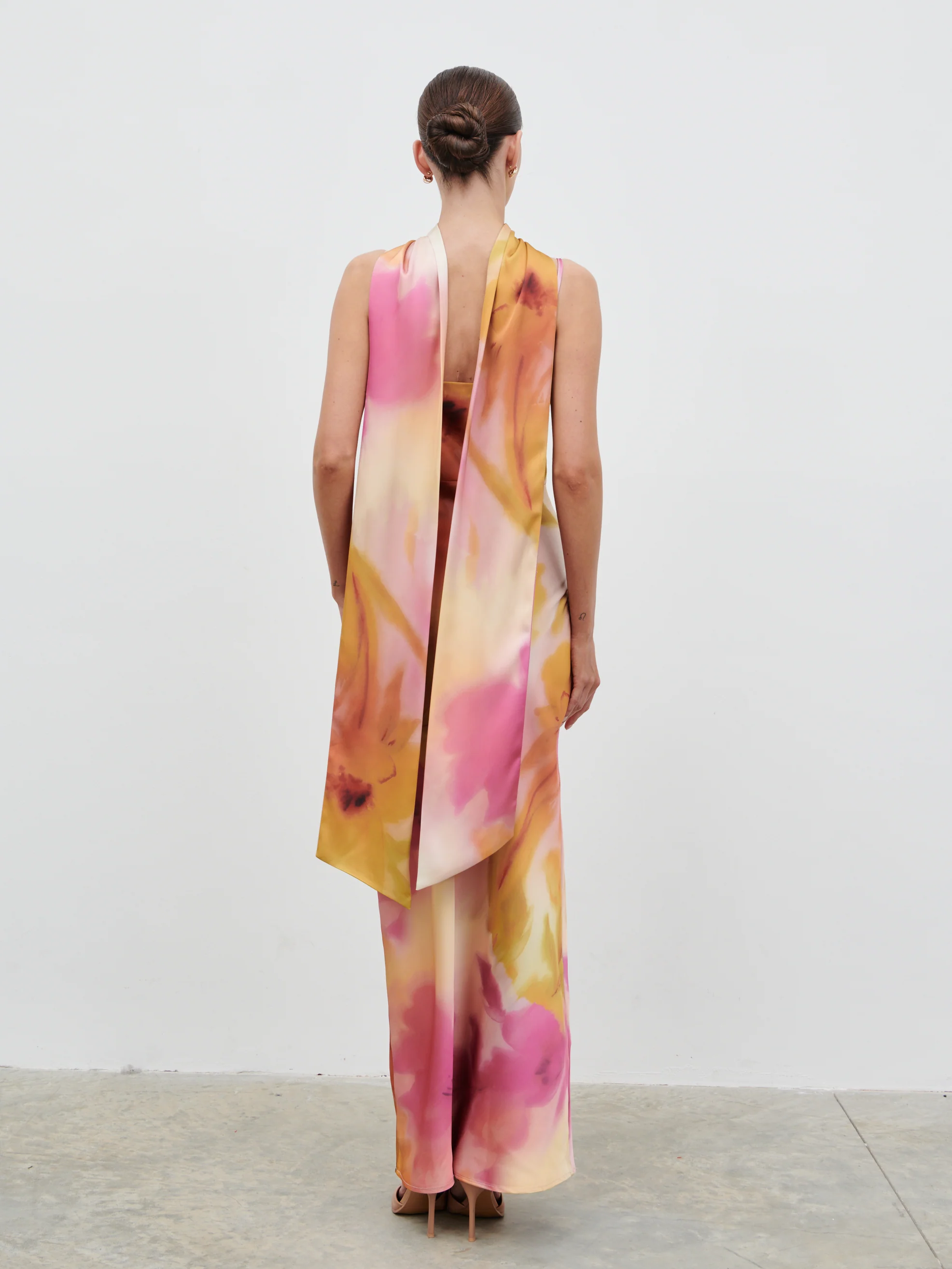 Keisha Scarf Maxi Dress - Pink and Yellow Ochre Floral - Image 8
