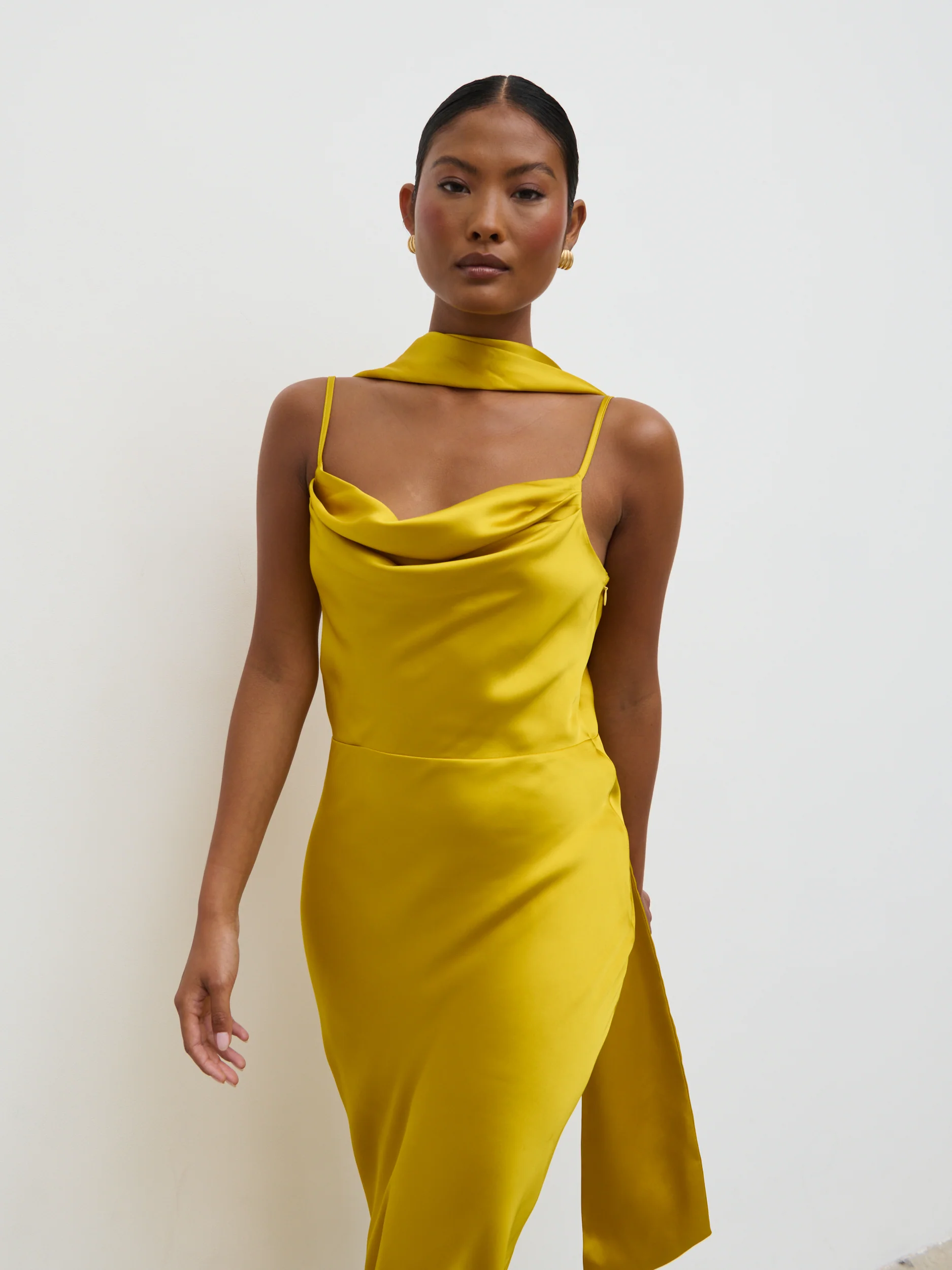 Keisha Scarf Midaxi Dress - Yellow Ochre - Image 3