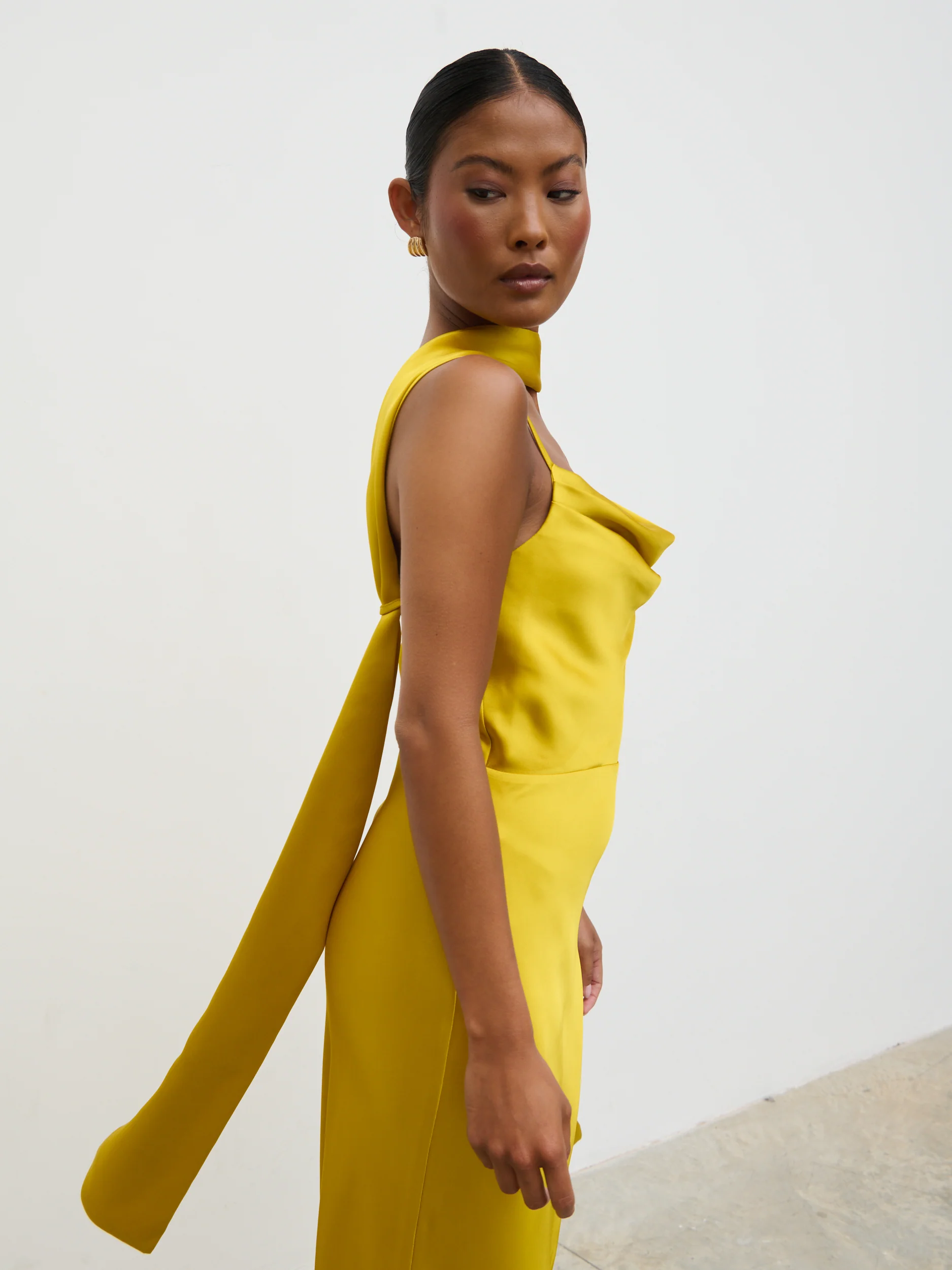 Keisha Scarf Midaxi Dress - Yellow Ochre - Image 4