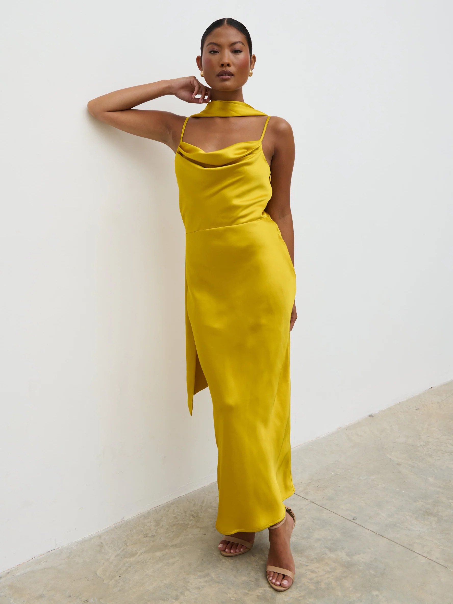 Keisha Scarf Midaxi Dress - Yellow Ochre - Image 5