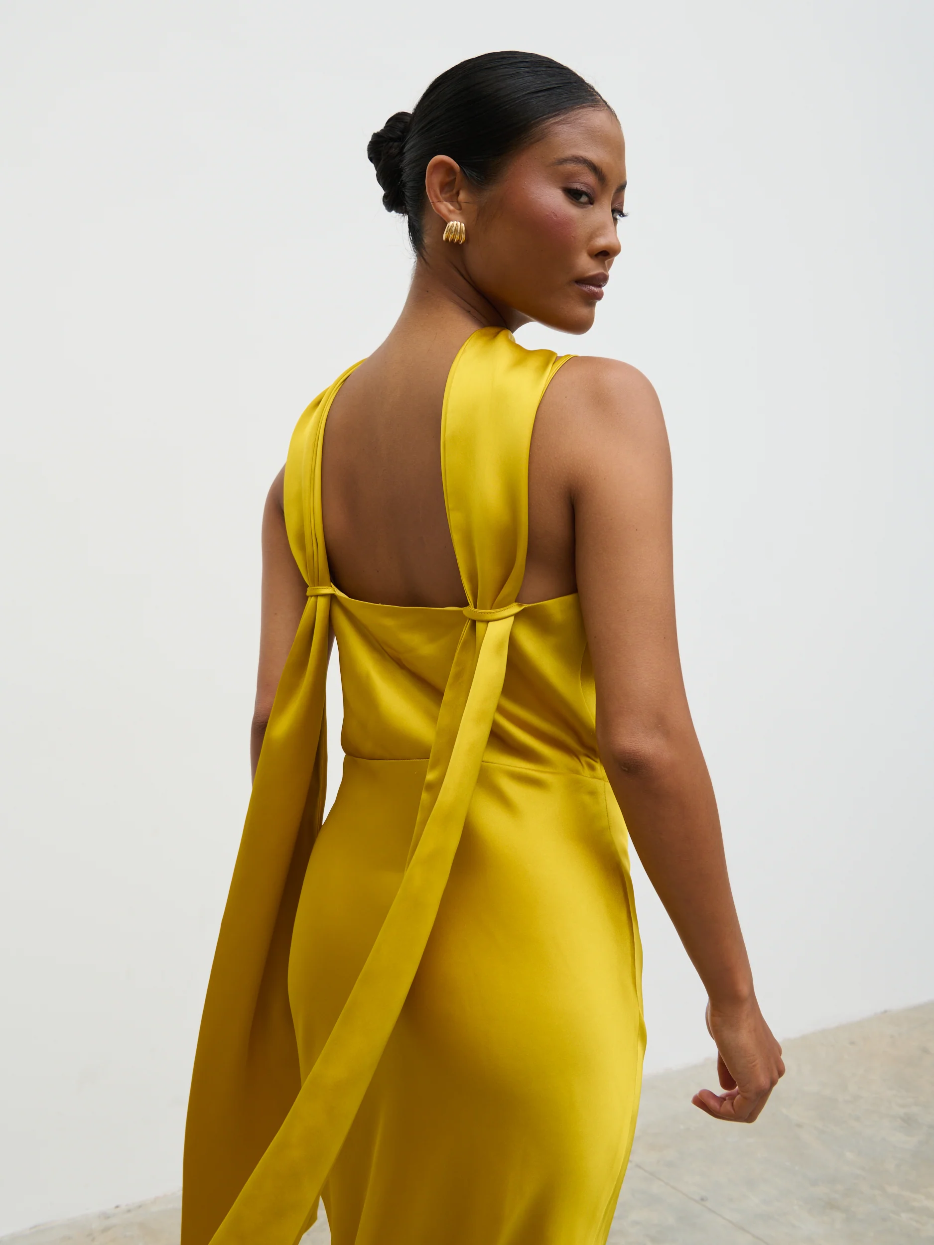 Keisha Scarf Midaxi Dress - Yellow Ochre - Image 6