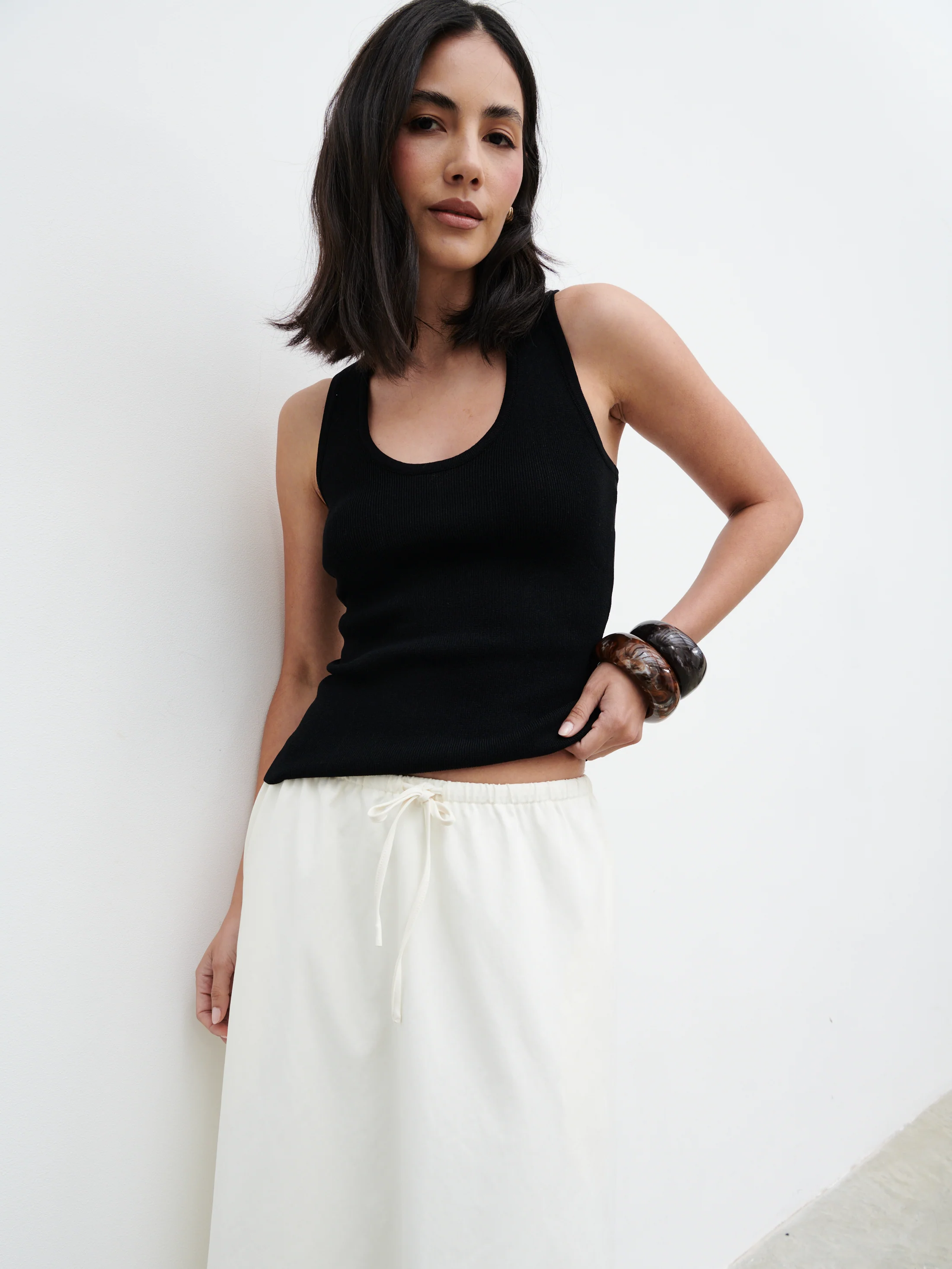 Kennedi Drawstring Maxi Skirt - Cream - Image 6
