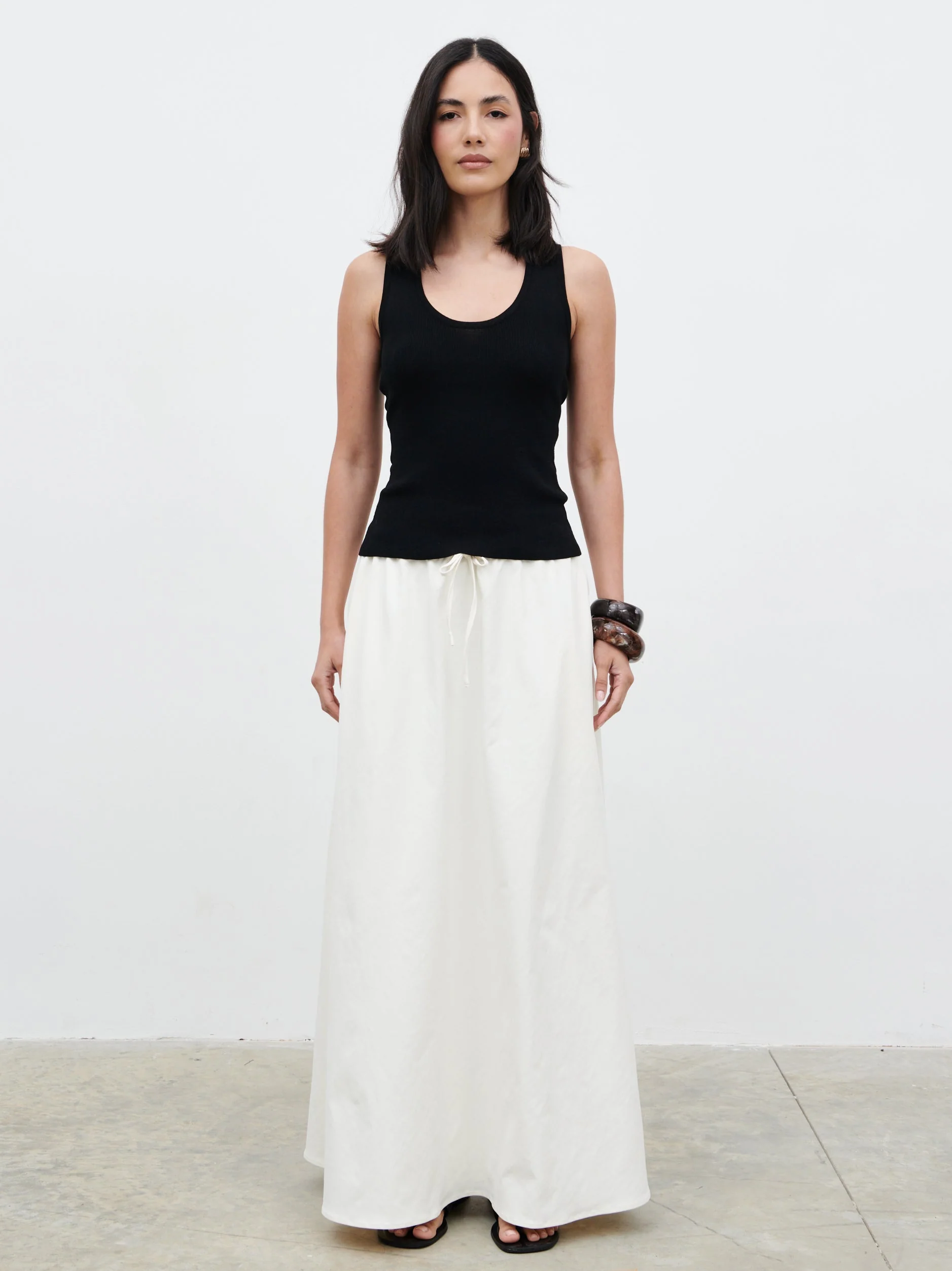 Kennedi Drawstring Maxi Skirt - Cream - Image 8