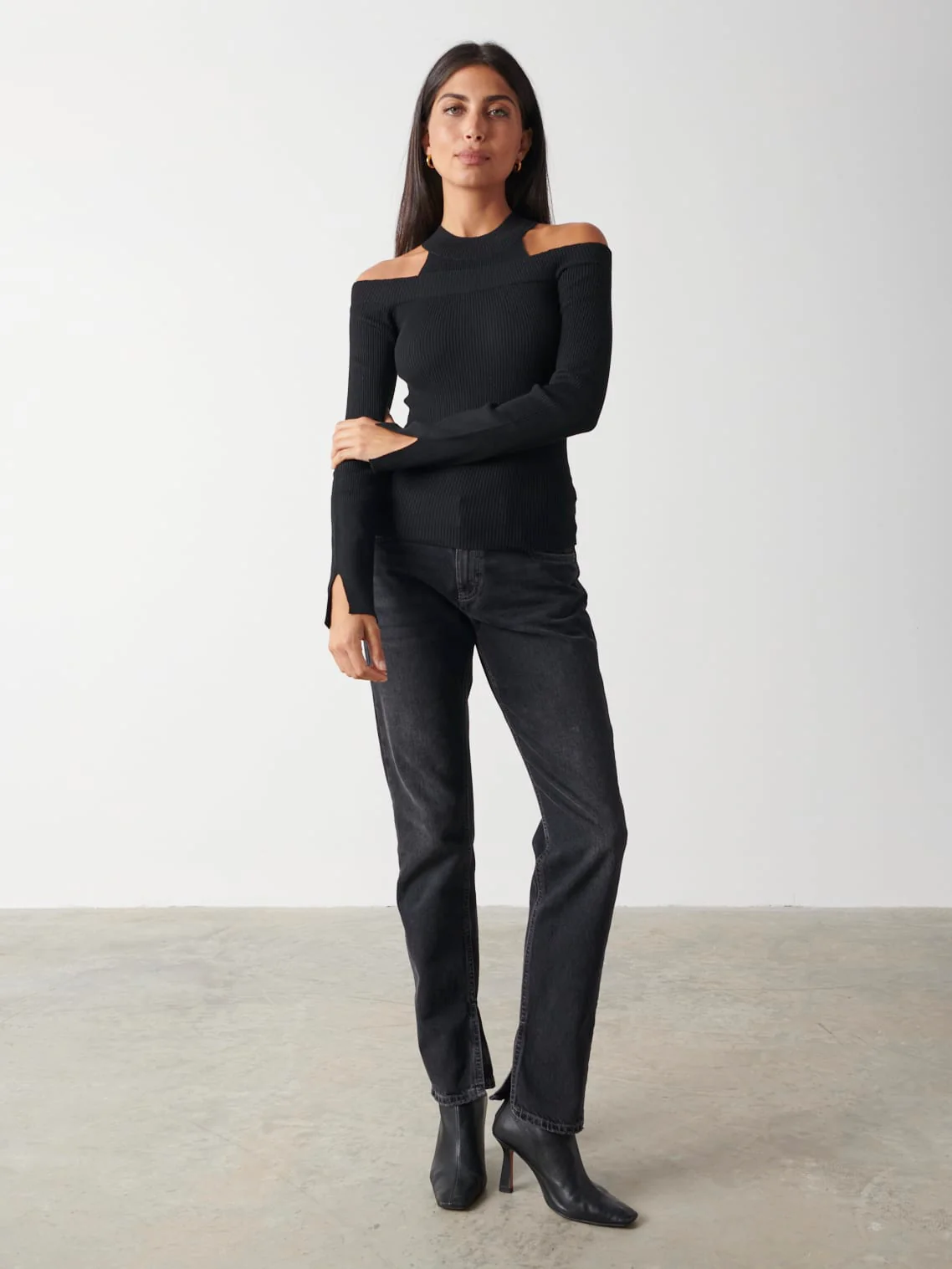 Kennedy Cut Out Knit Top - Black - Image 5