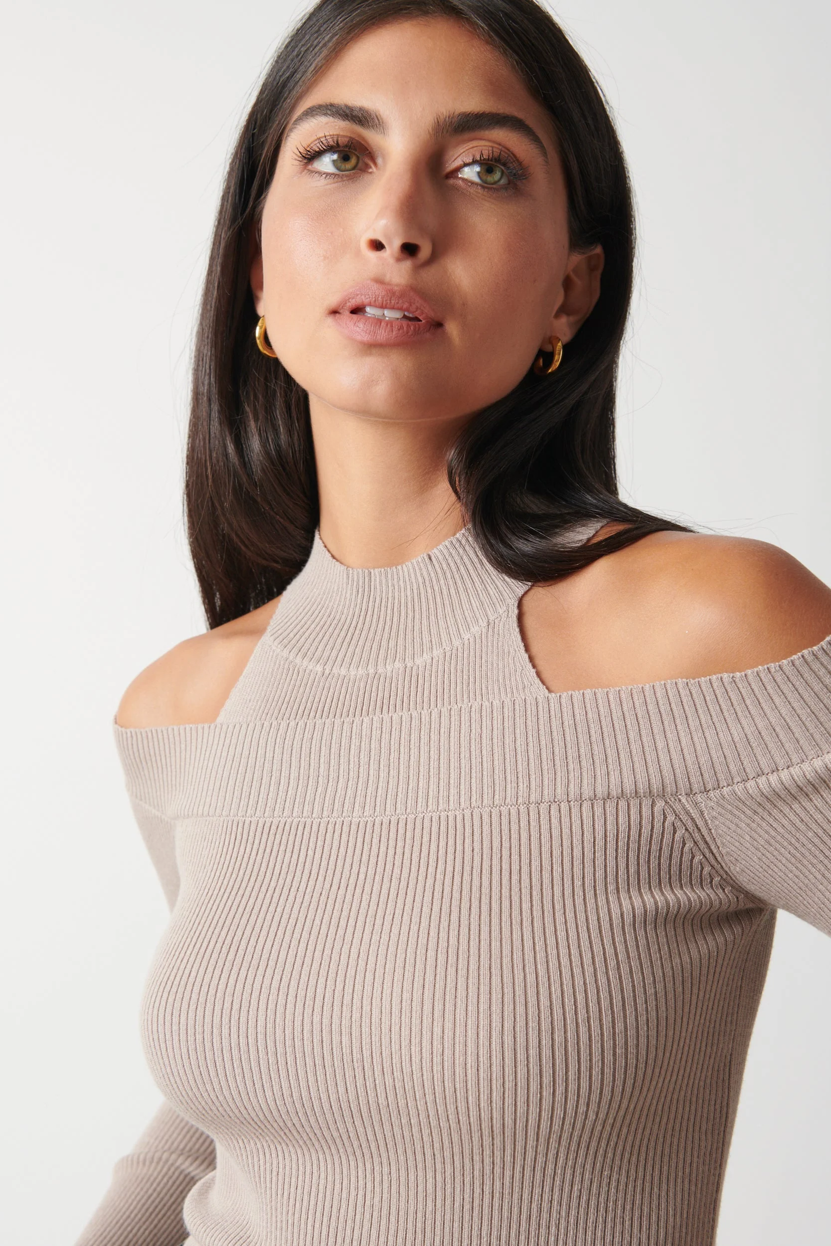 Kennedy Cut Out Knit Top - Taupe - Image 4