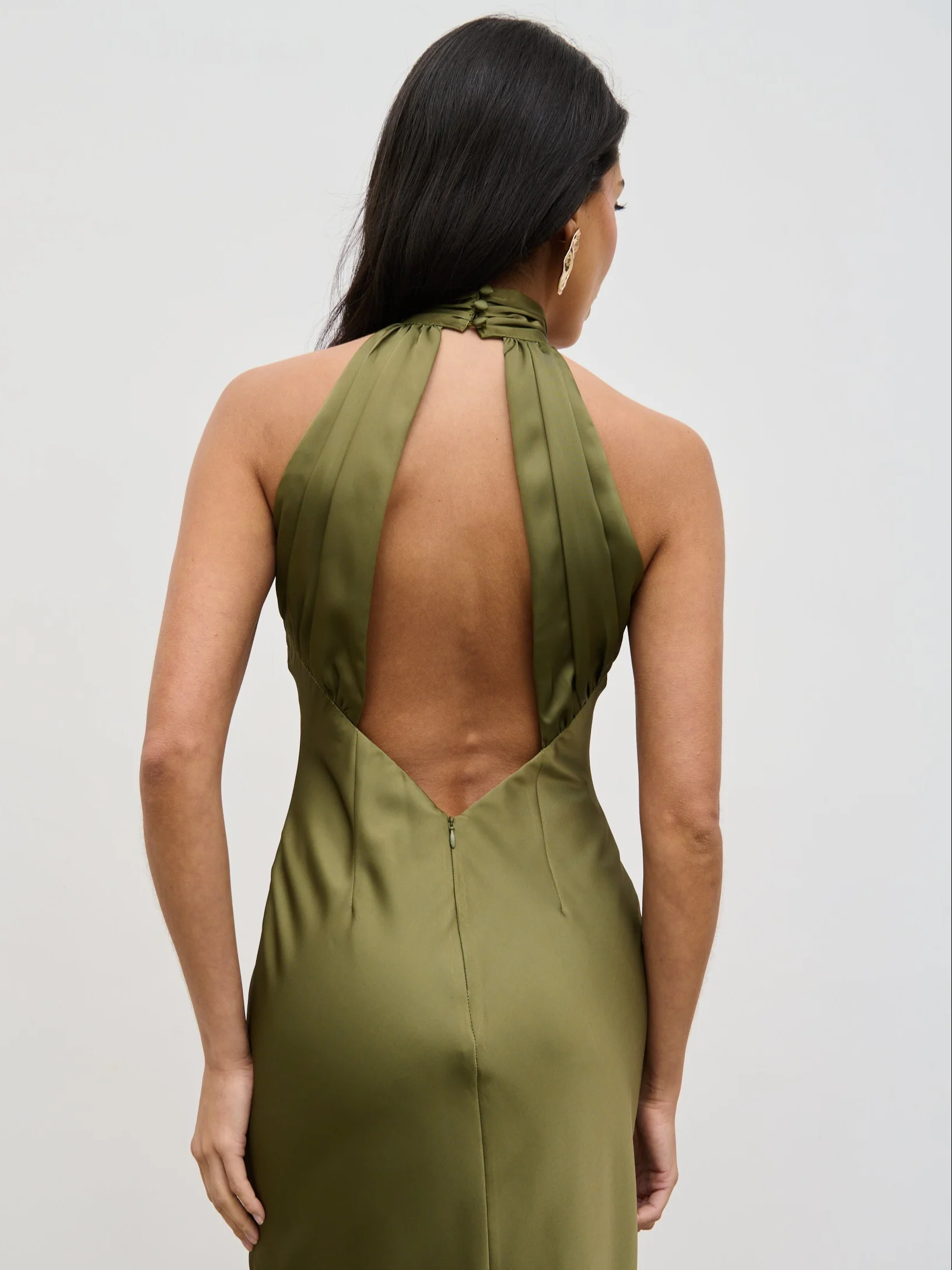 Kiara Halterneck Maxi Dress - Olive and Pink Floral - Image 8