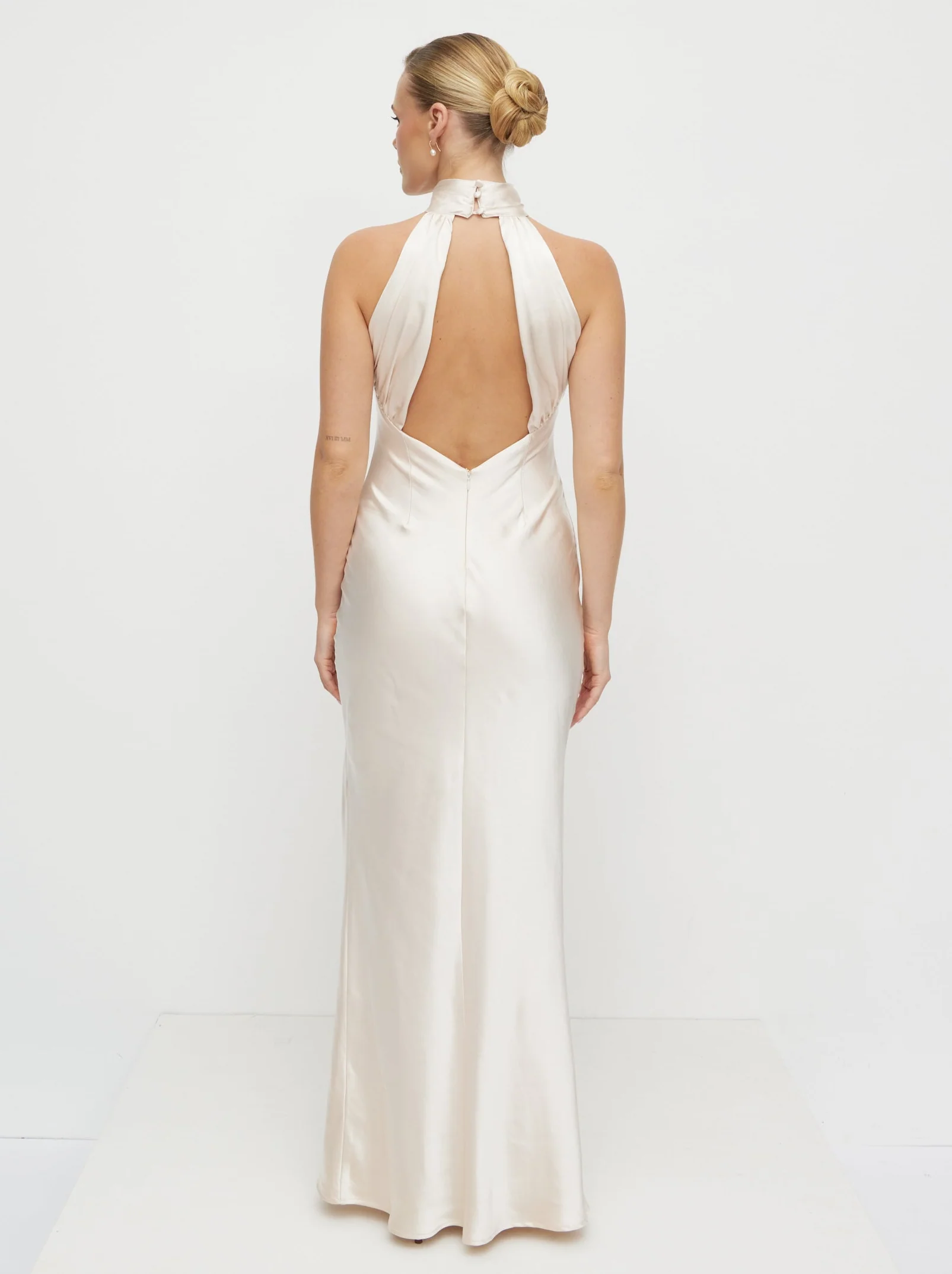 Kiara Satin Maxi Dress - Champagne - Image 2