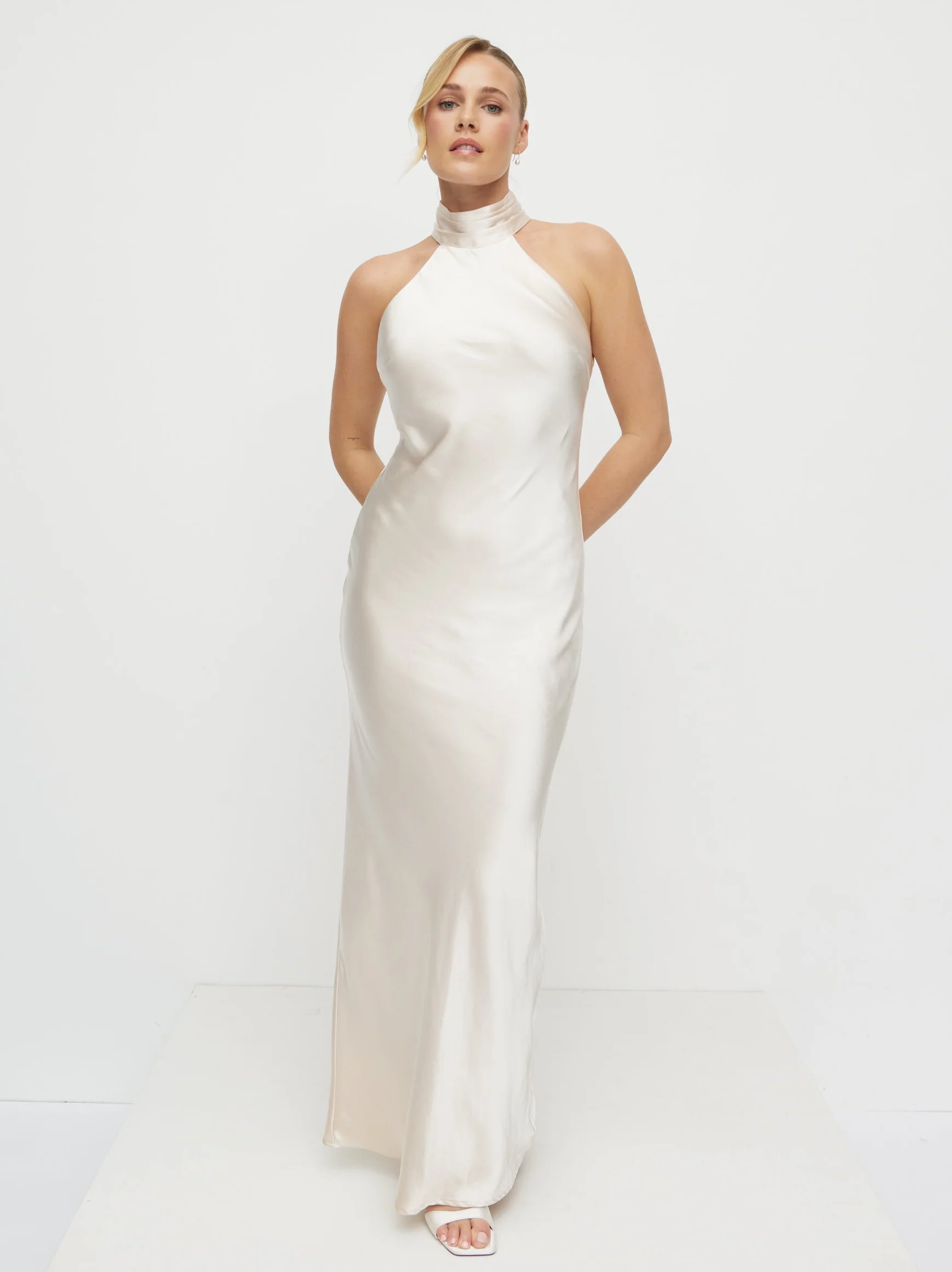 Kiara Satin Maxi Dress - Champagne - Image 5