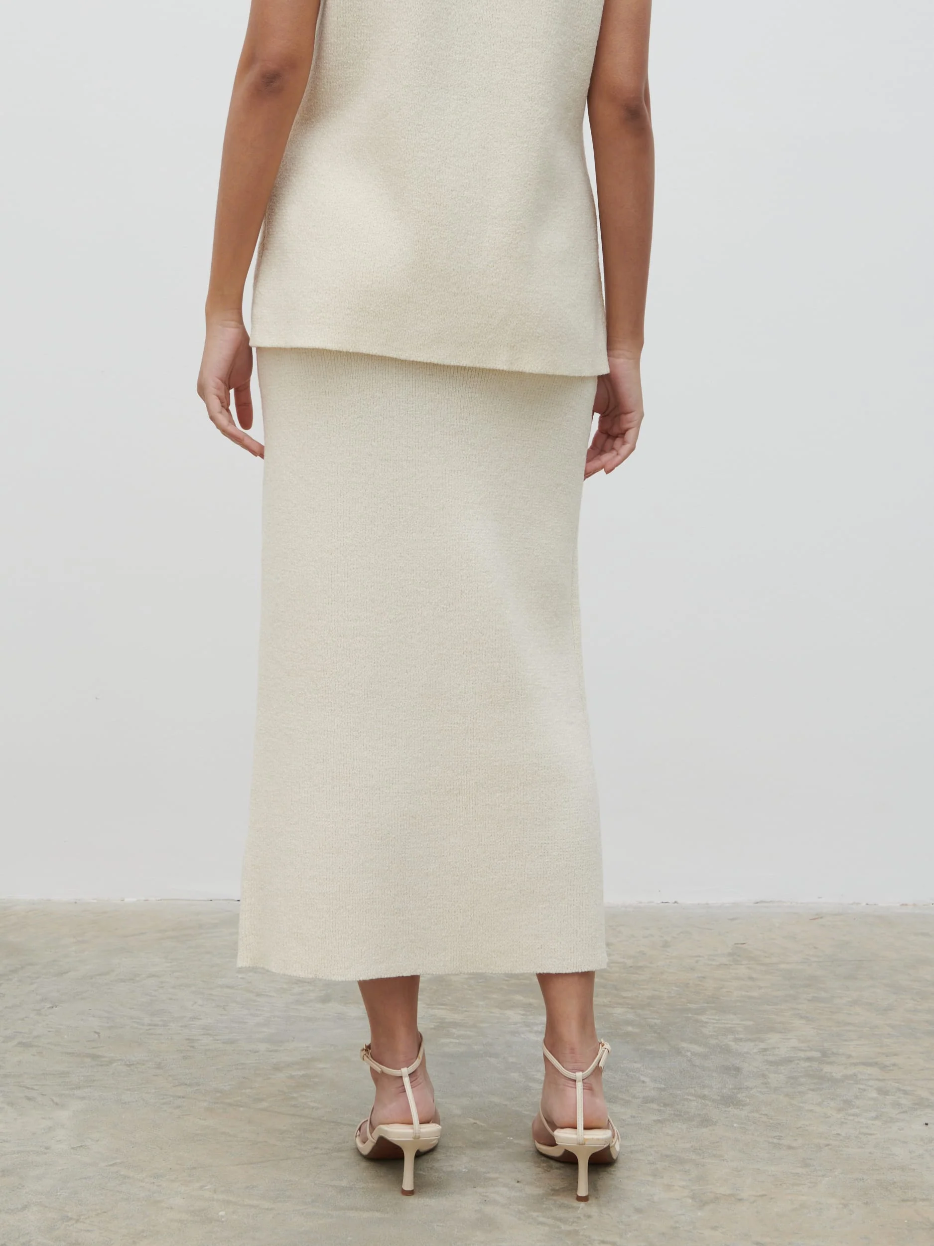 Kourtney Knit Midaxi Skirt - Cream - Image 3