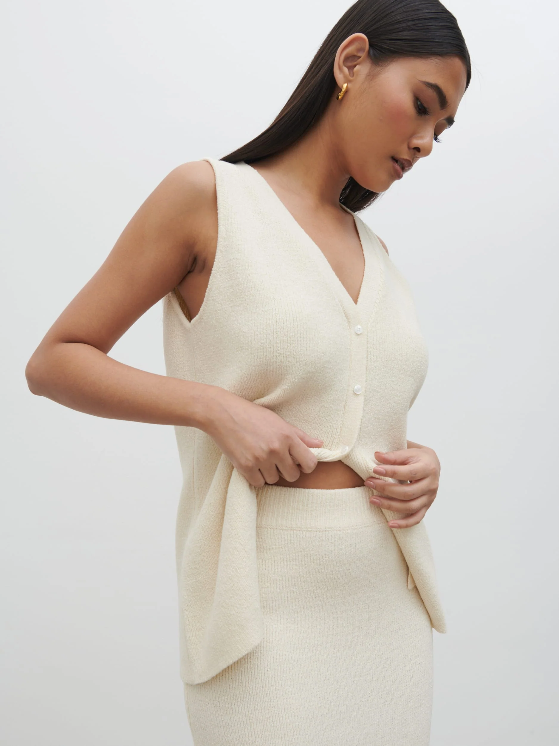 Kourtney Knit Midaxi Skirt - Cream - Image 4