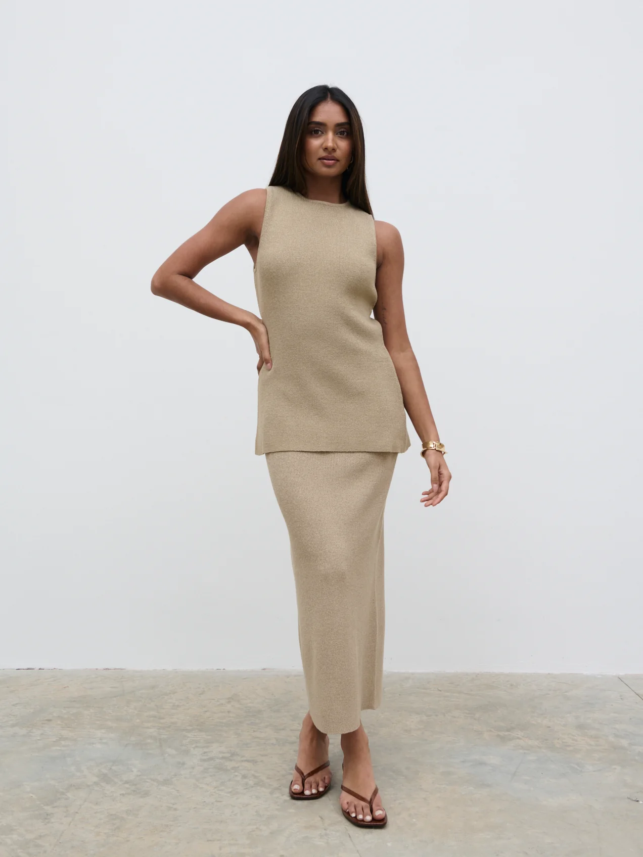 Kourtney Knit Midaxi Skirt - Taupe - Image 2