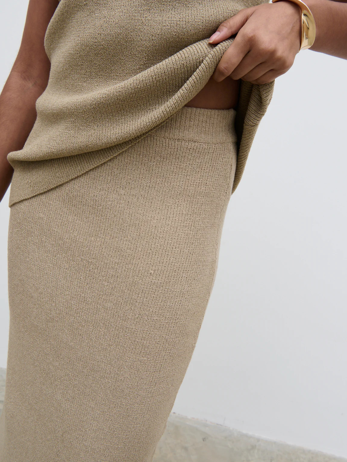 Kourtney Knit Midaxi Skirt - Taupe - Image 3