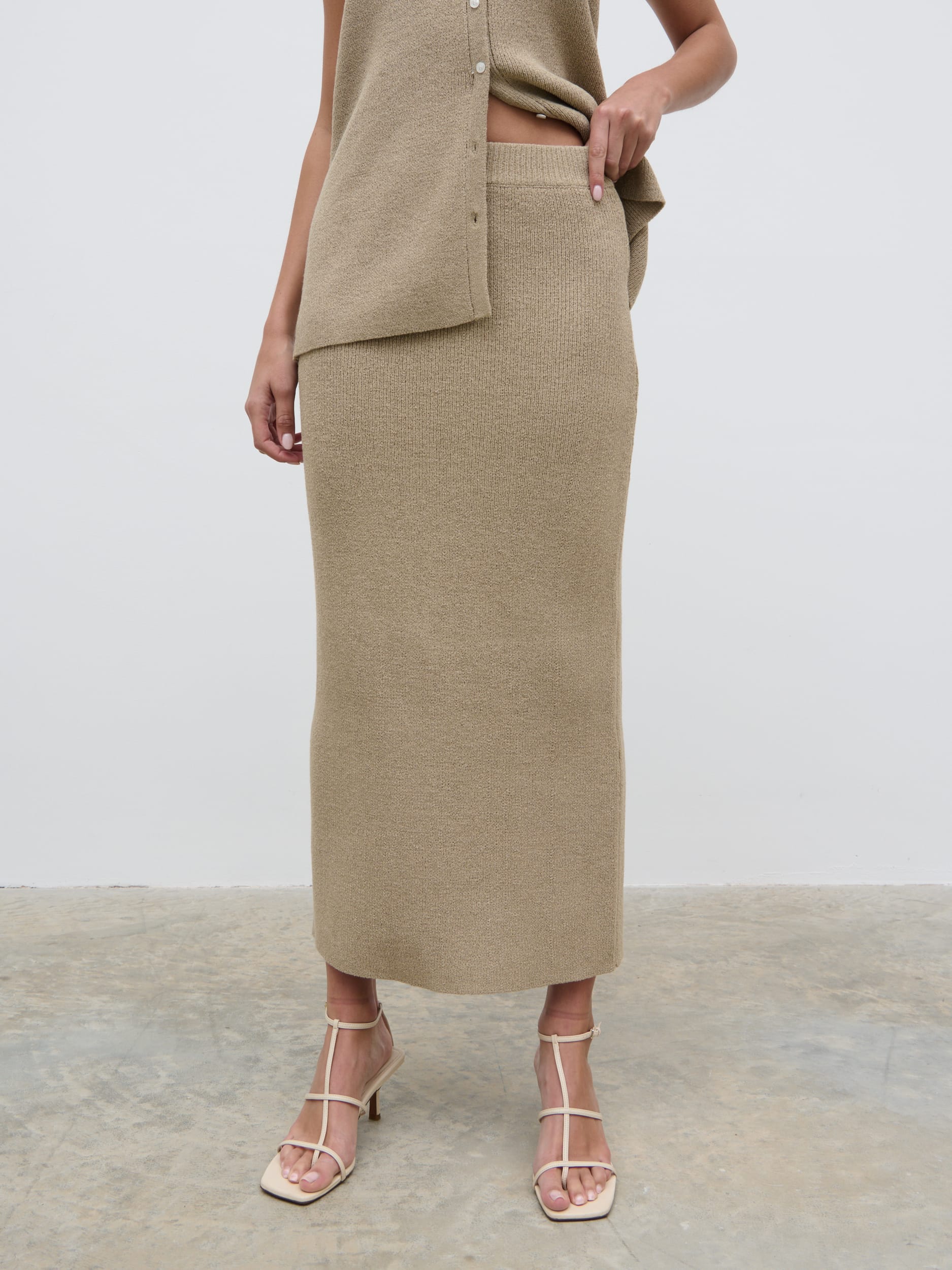 Kourtney Knit Midaxi Skirt - Taupe - Image 6