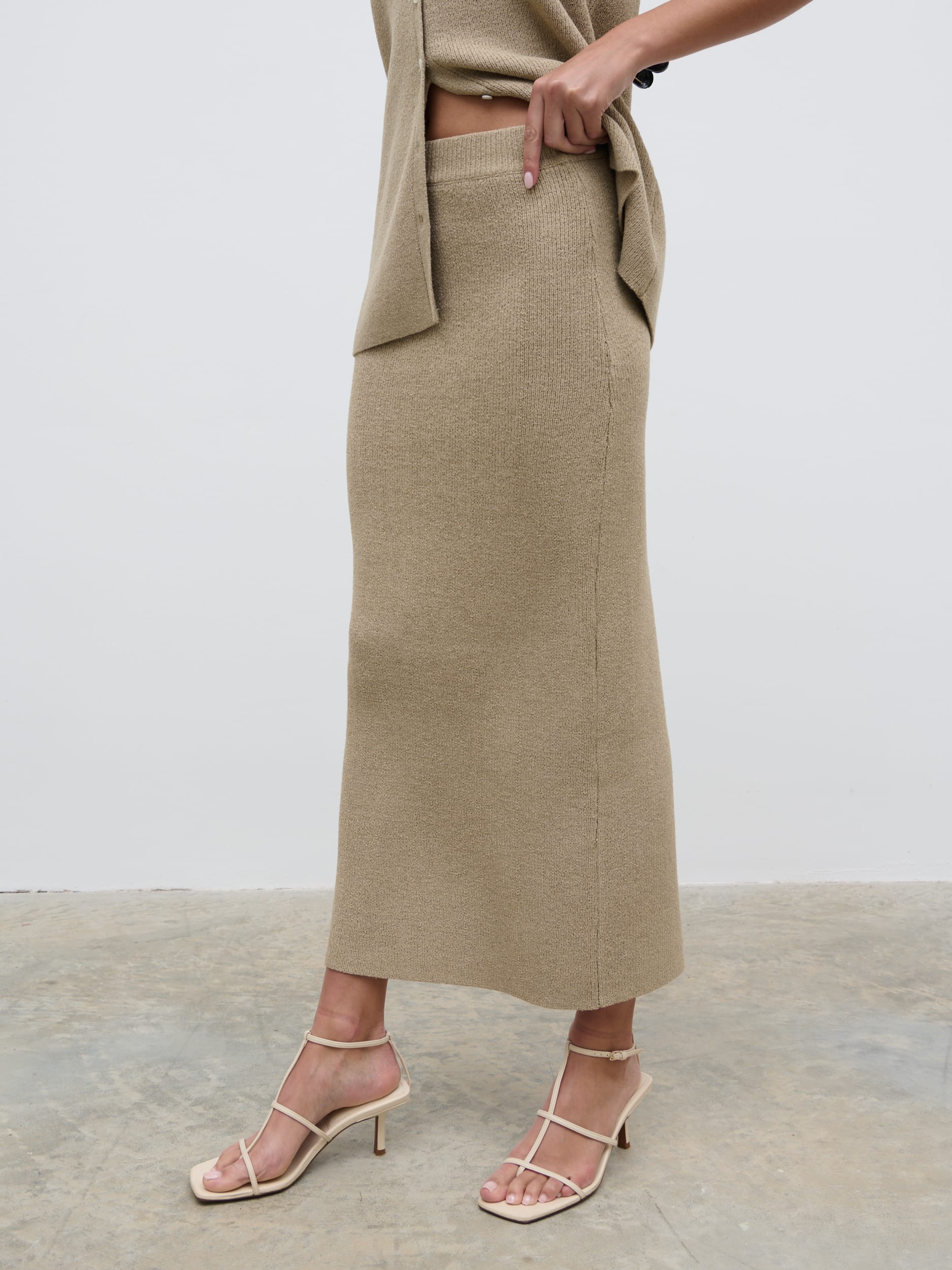 Kourtney Knit Midaxi Skirt - Taupe - Image 7