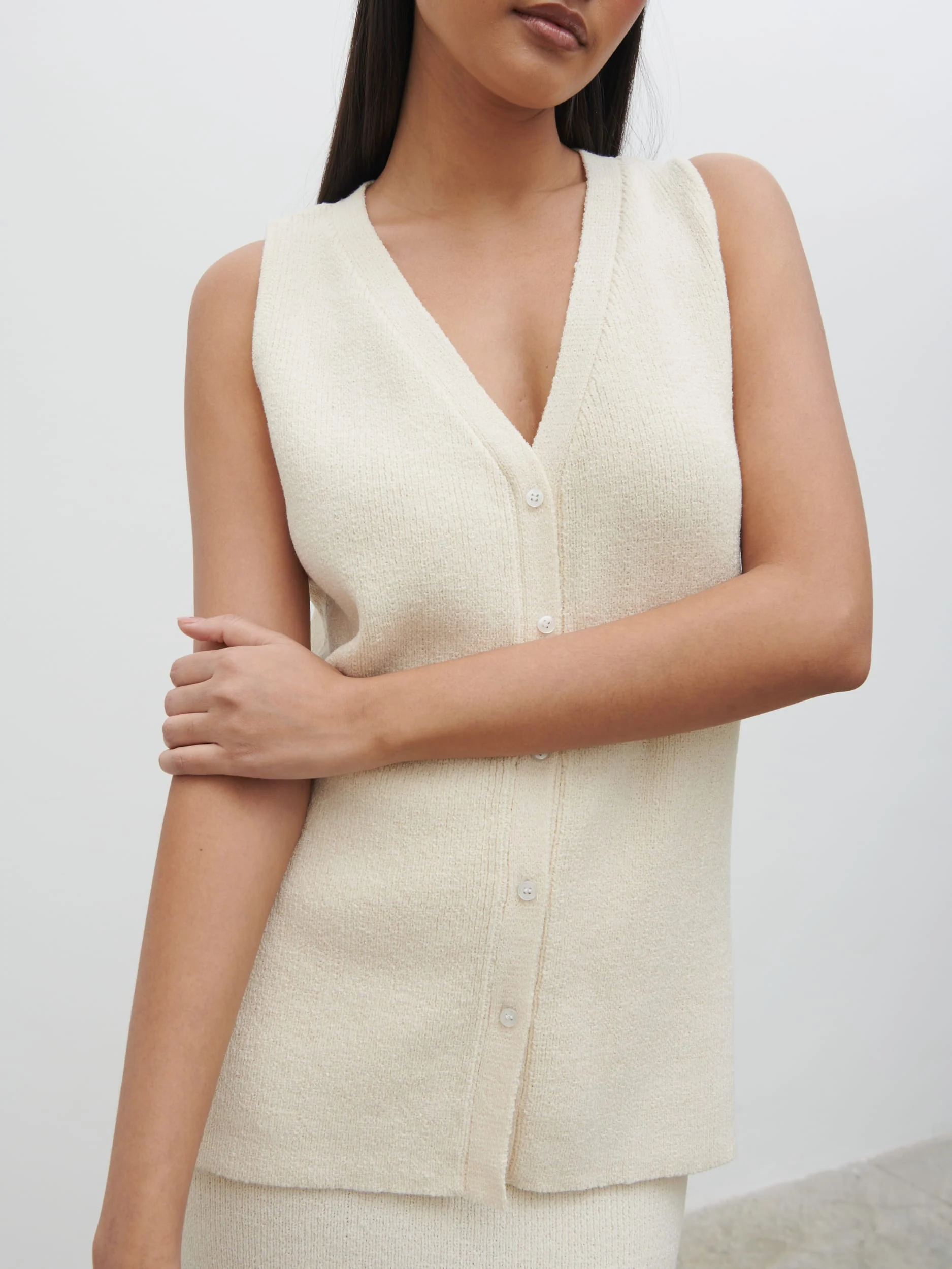 Kourtney Knit Waistcoat - Cream - Image 2