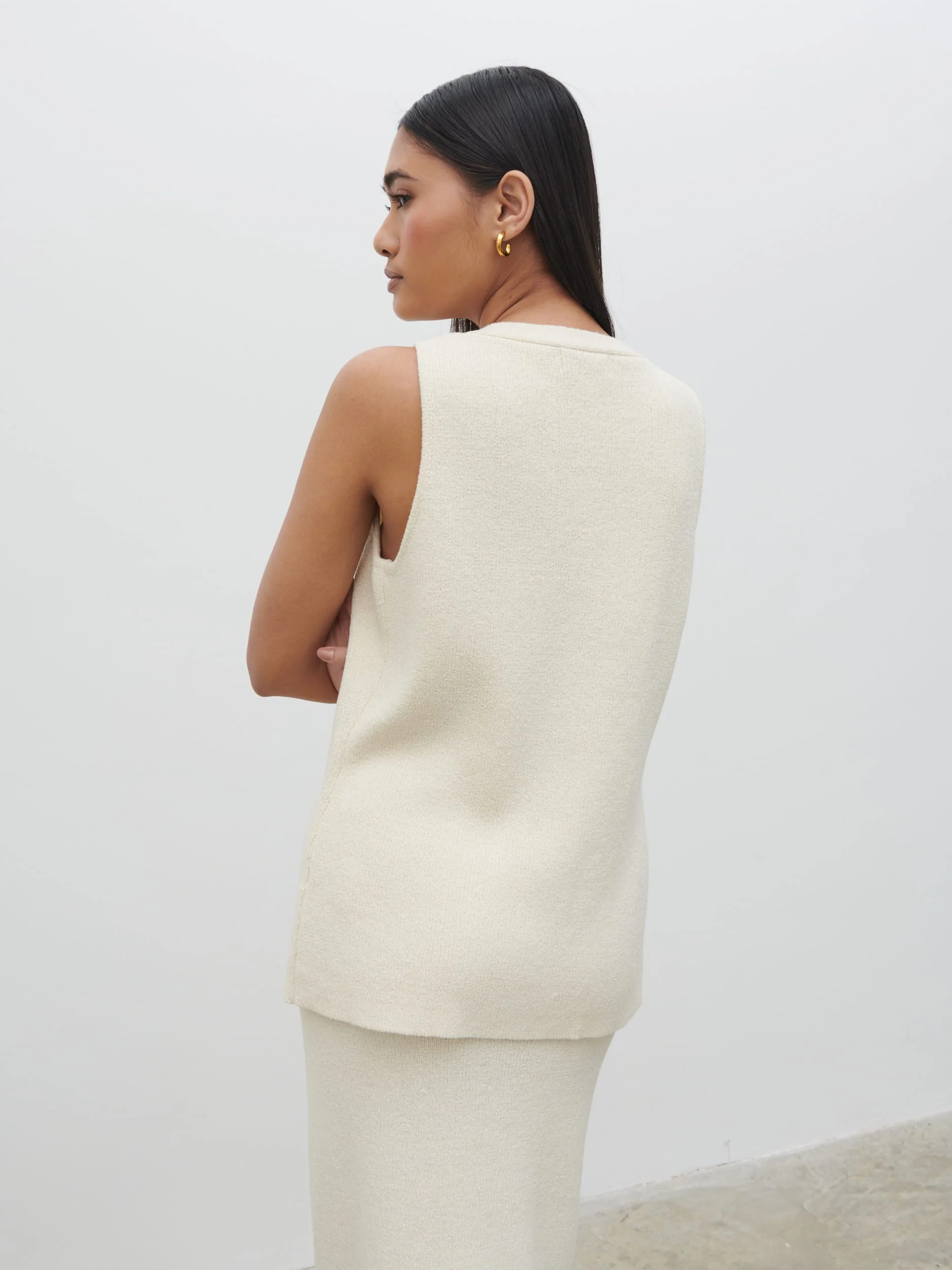 Kourtney Knit Waistcoat - Cream - Image 3