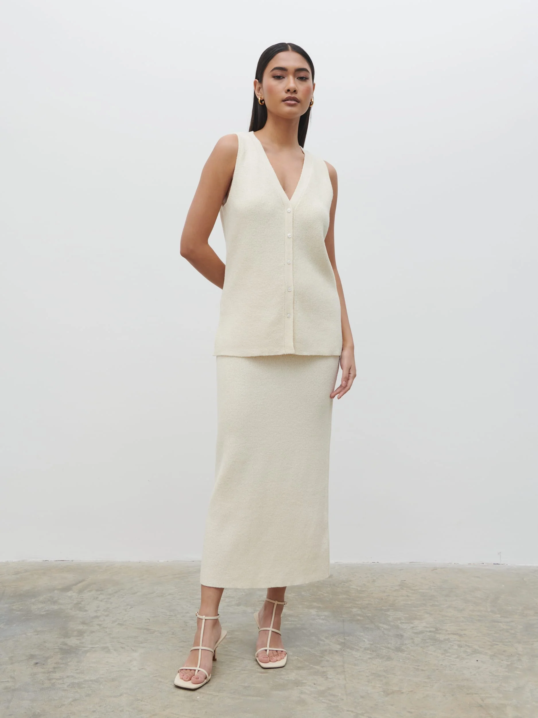 Kourtney Knit Waistcoat - Cream - Image 4