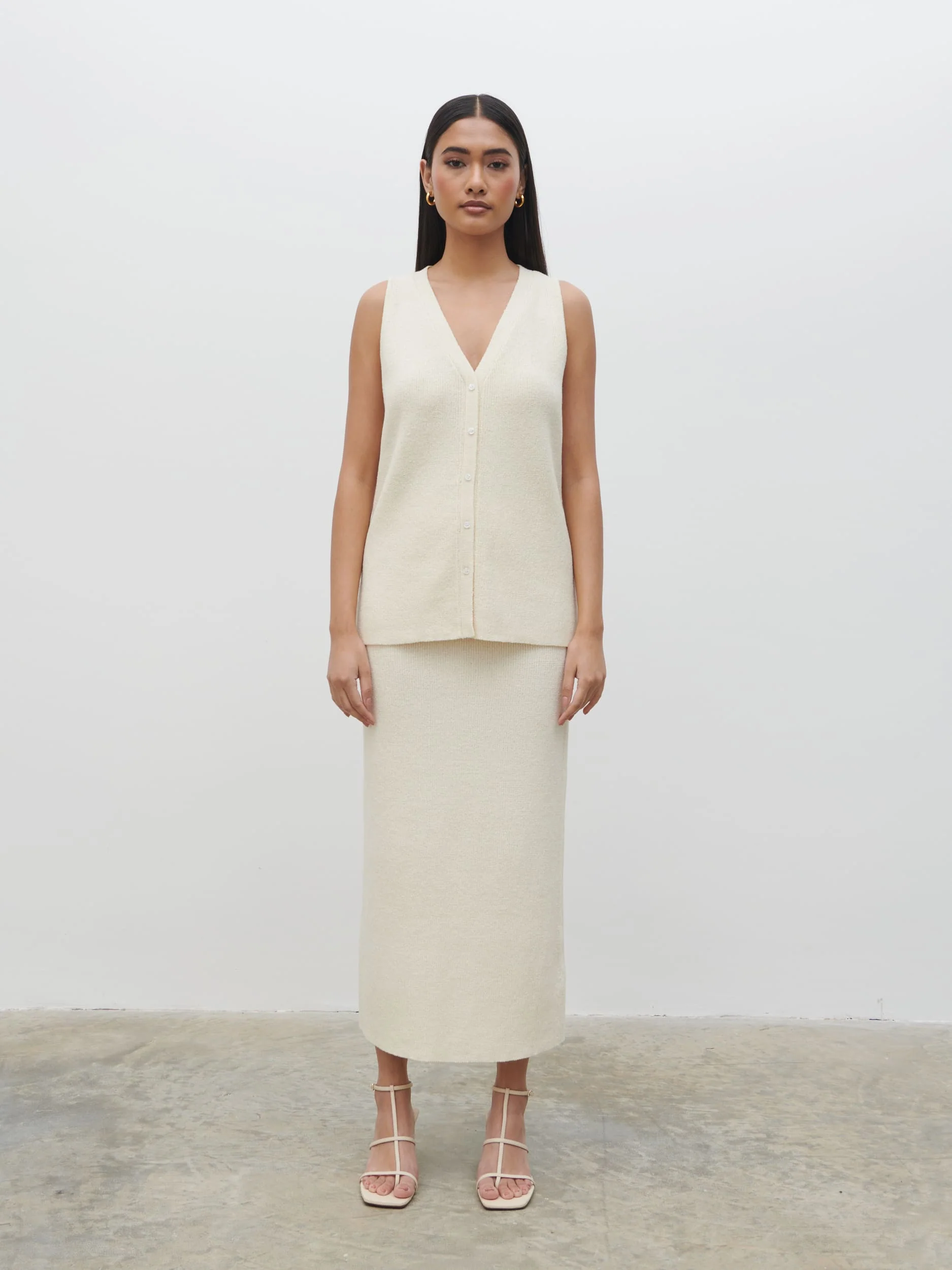 Kourtney Knit Waistcoat - Cream - Image 5
