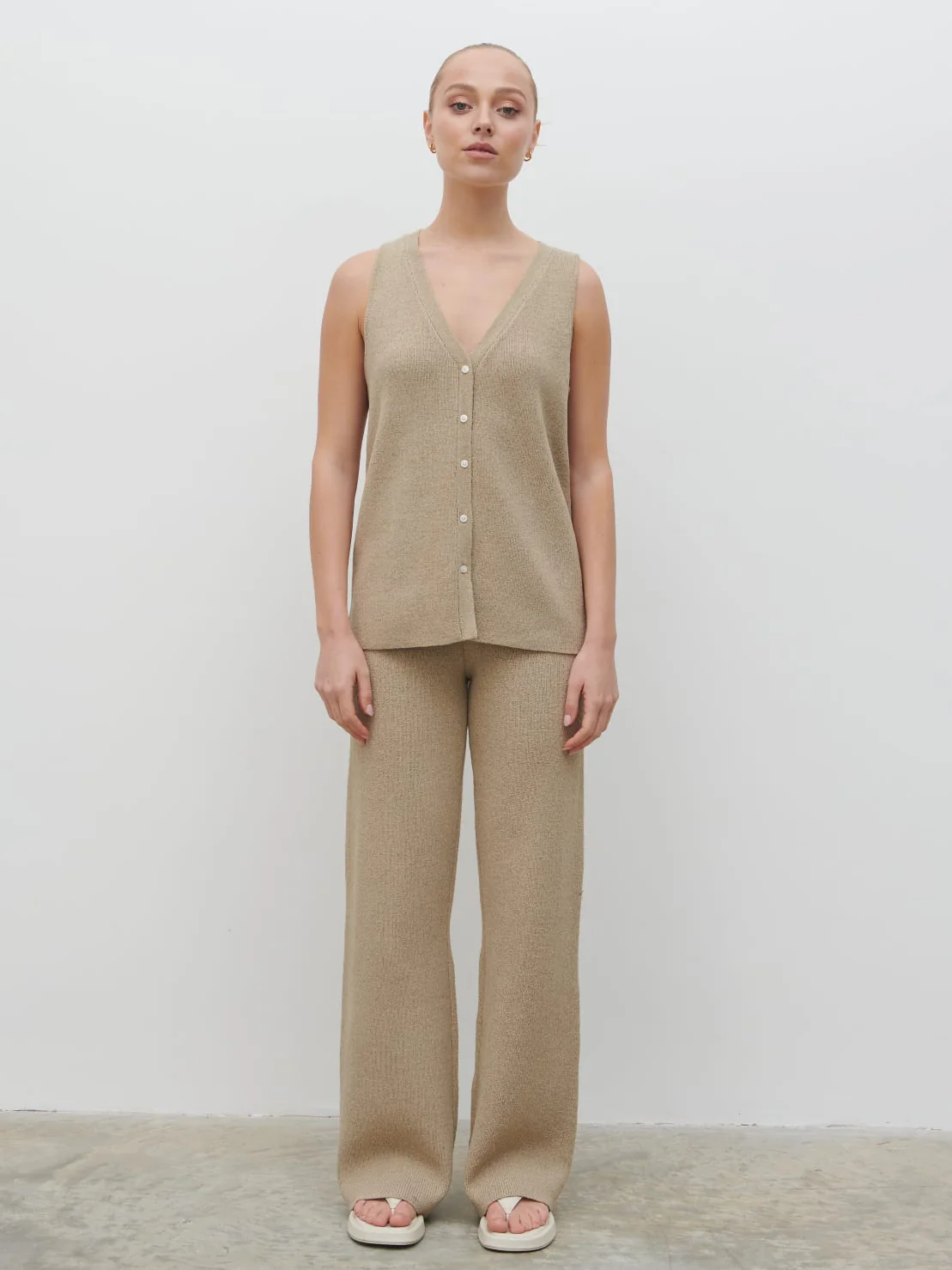 Kourtney Knit Waistcoat - Taupe - Image 6