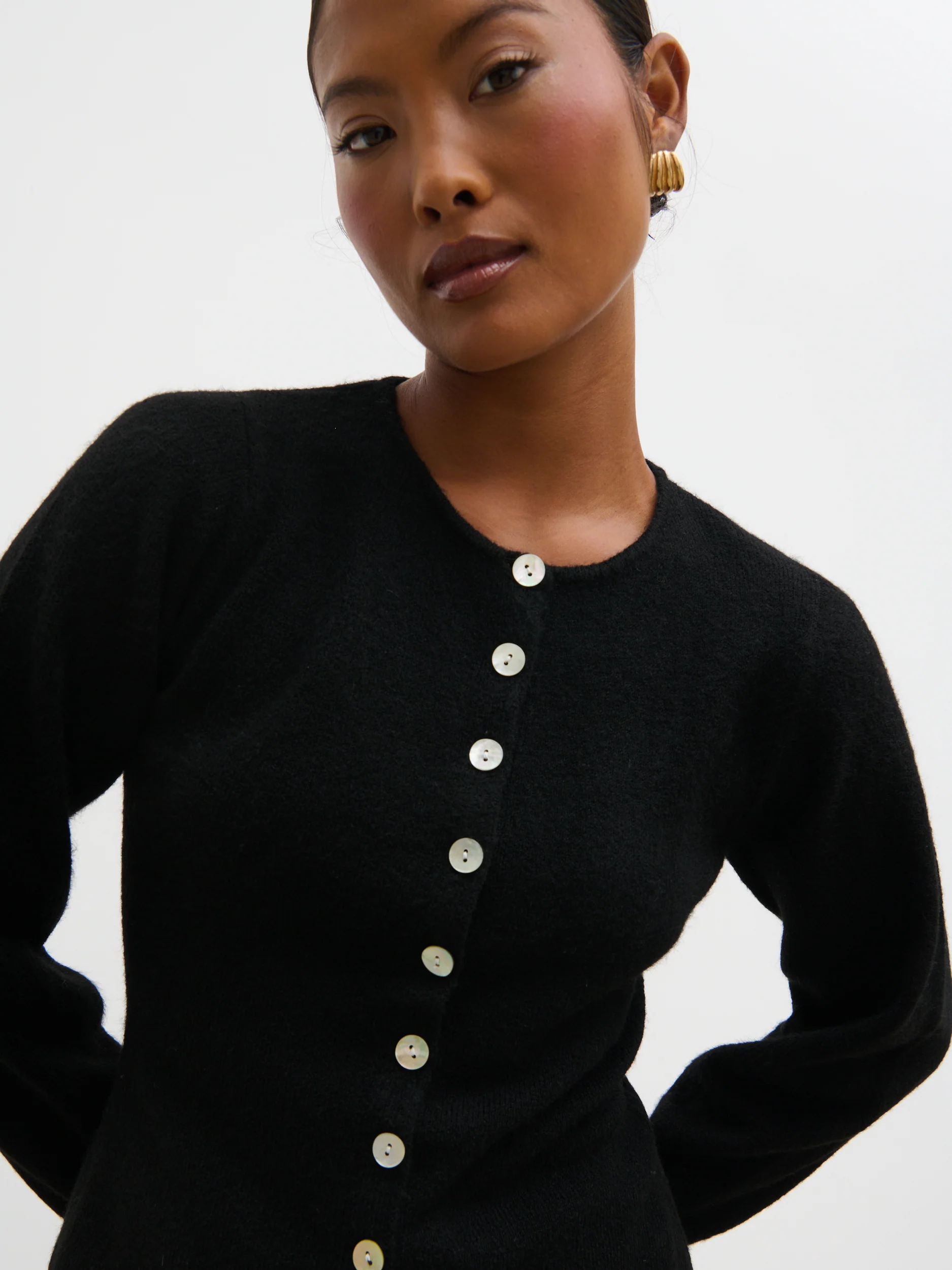 Kyle Fitted Knit Cardigan - Black - Image 2