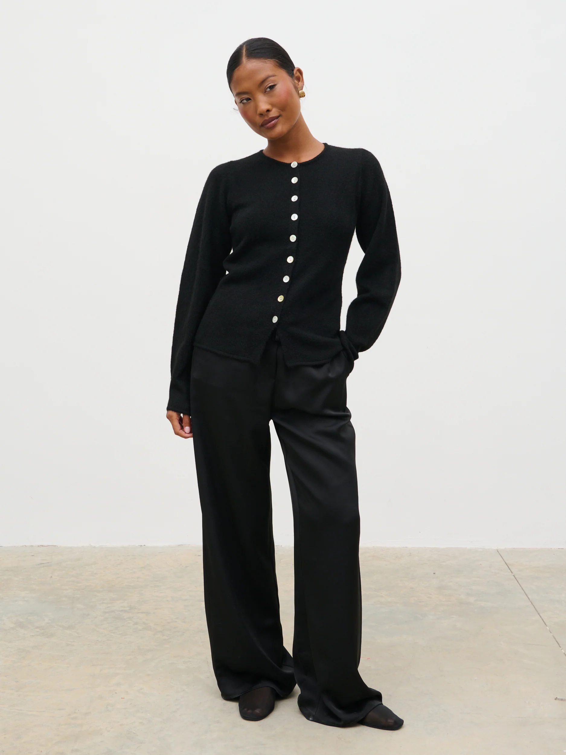 Kyle Fitted Knit Cardigan - Black - Image 4