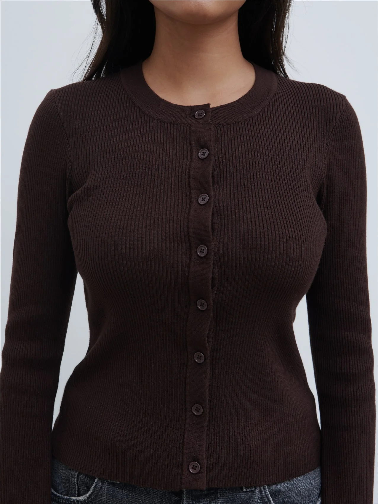 Lacey Button Down Top - Brown - Image 7