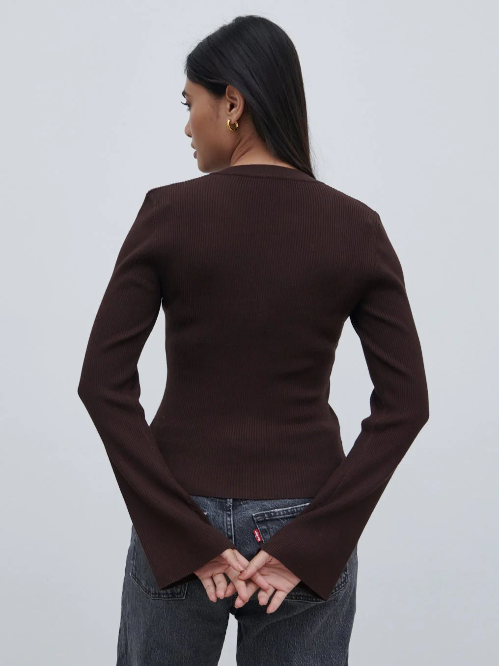 Lacey Button Down Top - Brown - Image 8