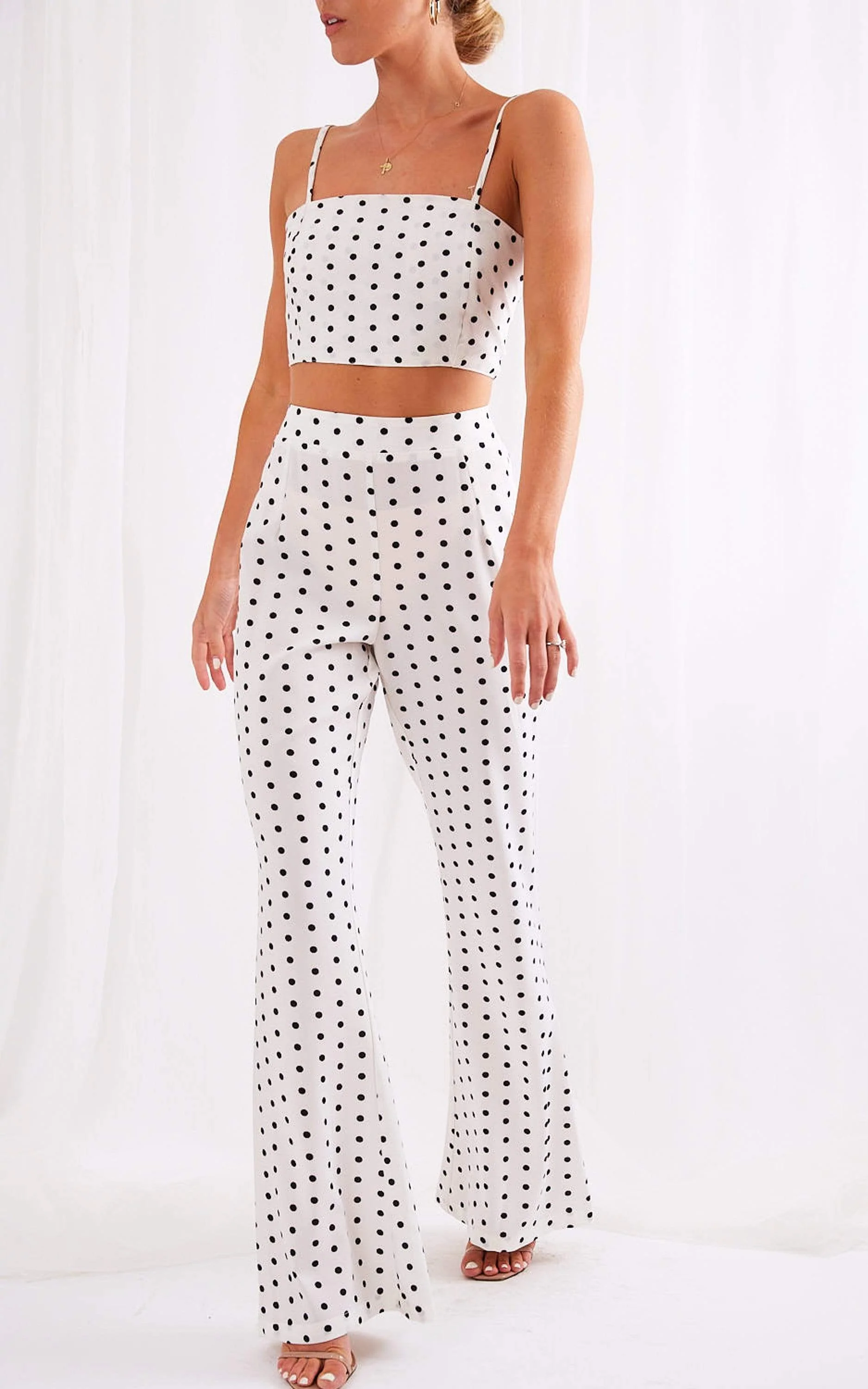 Lanie Flare Trousers - Polka Dot - Image 3