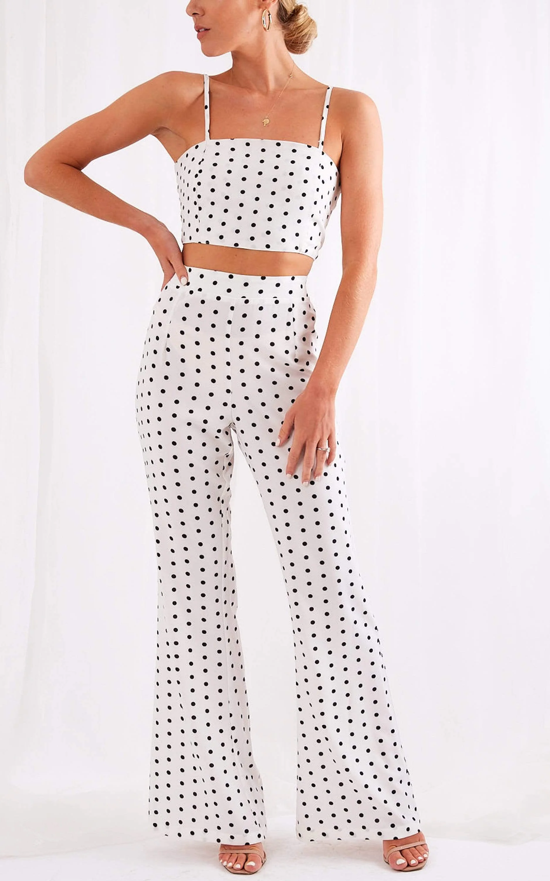 Lanie Flare Trousers - Polka Dot - Image 4
