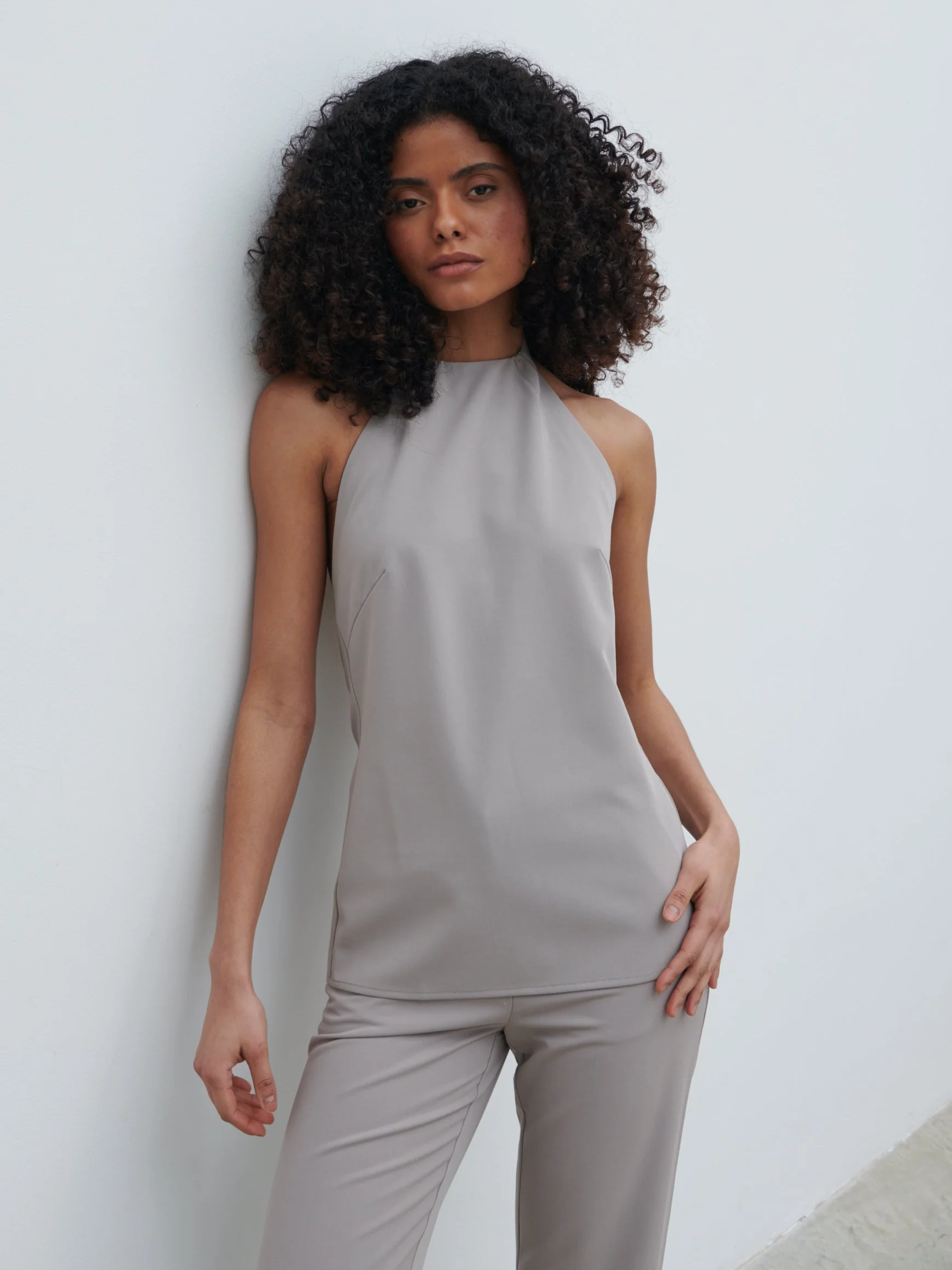 Laria Tailored Backless Top - Stone - Image 2