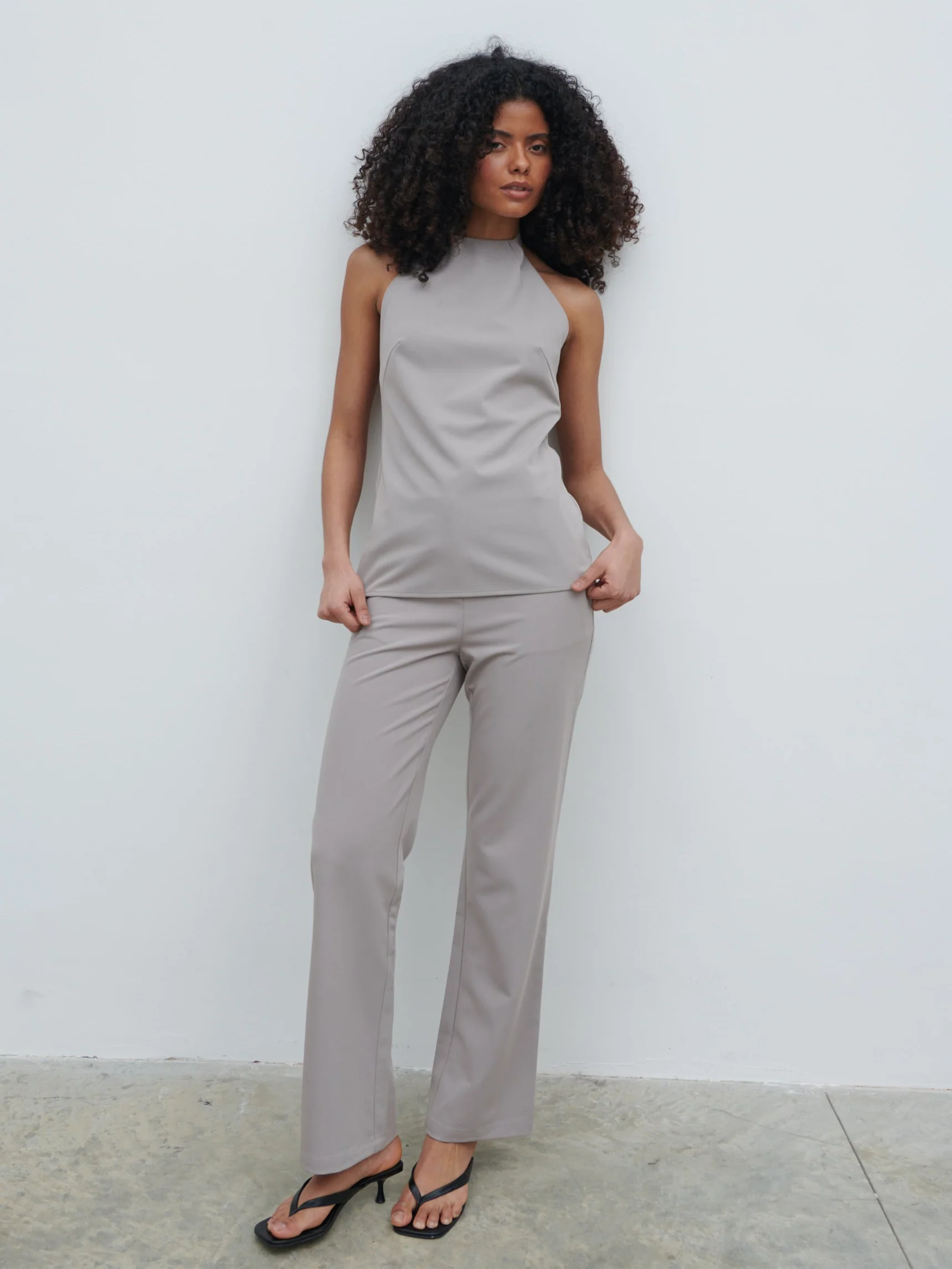 Laria Tailored Backless Top - Stone - Image 3