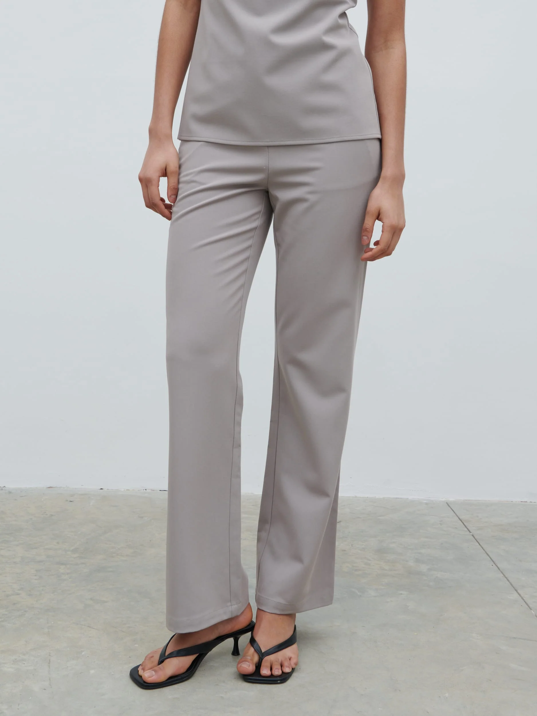 Laria Tailored Slim Leg Trousers - Stone - Image 2