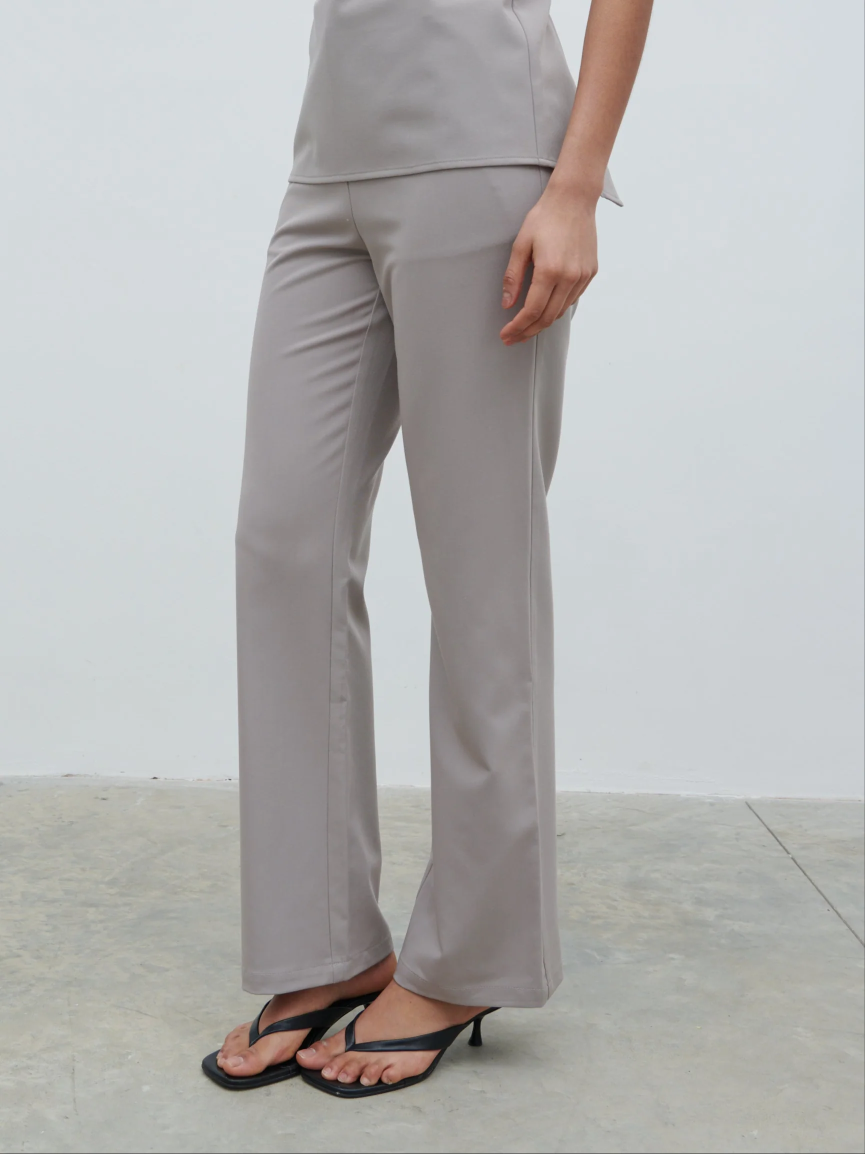 Laria Tailored Slim Leg Trousers - Stone - Image 3