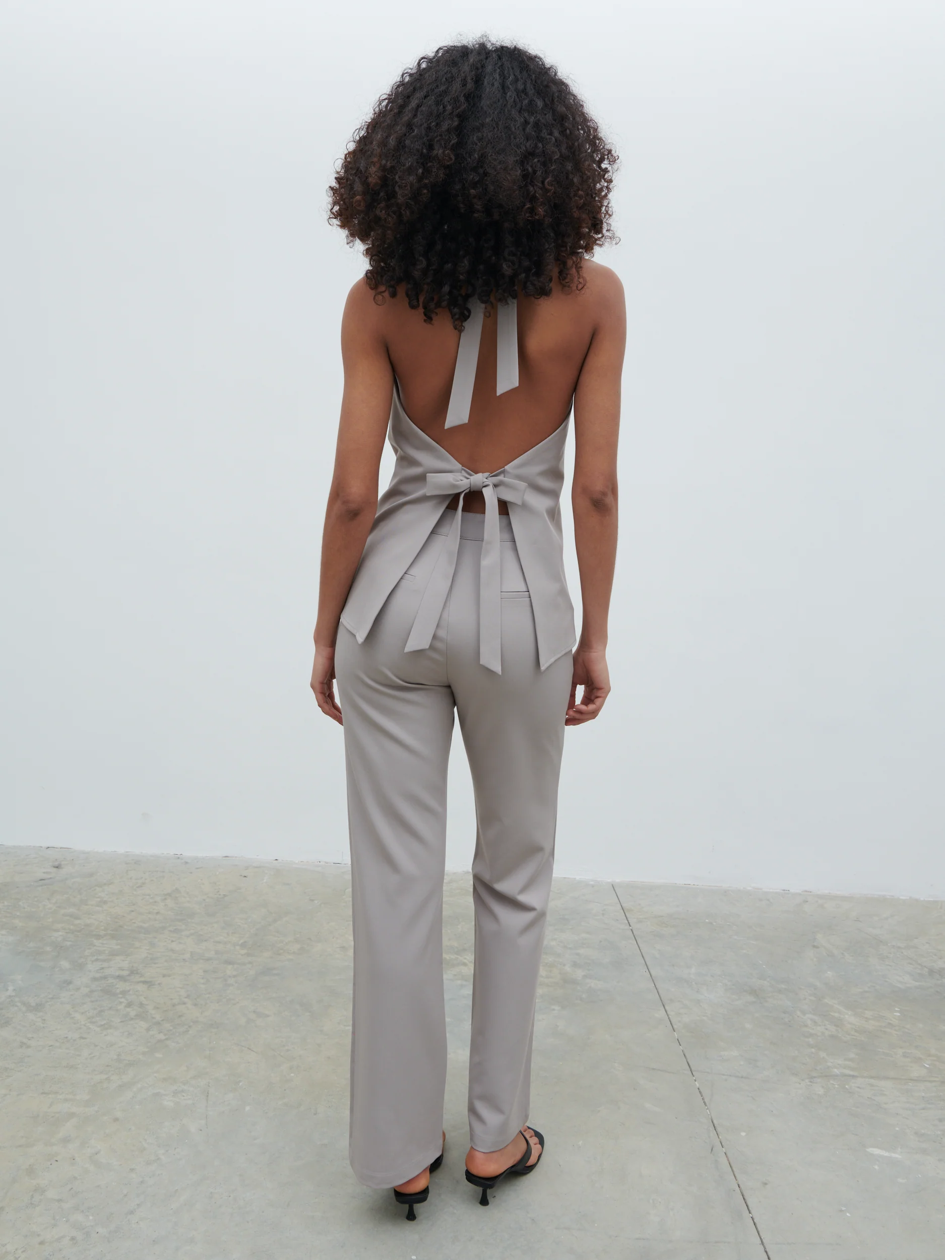 Laria Tailored Slim Leg Trousers - Stone - Image 4