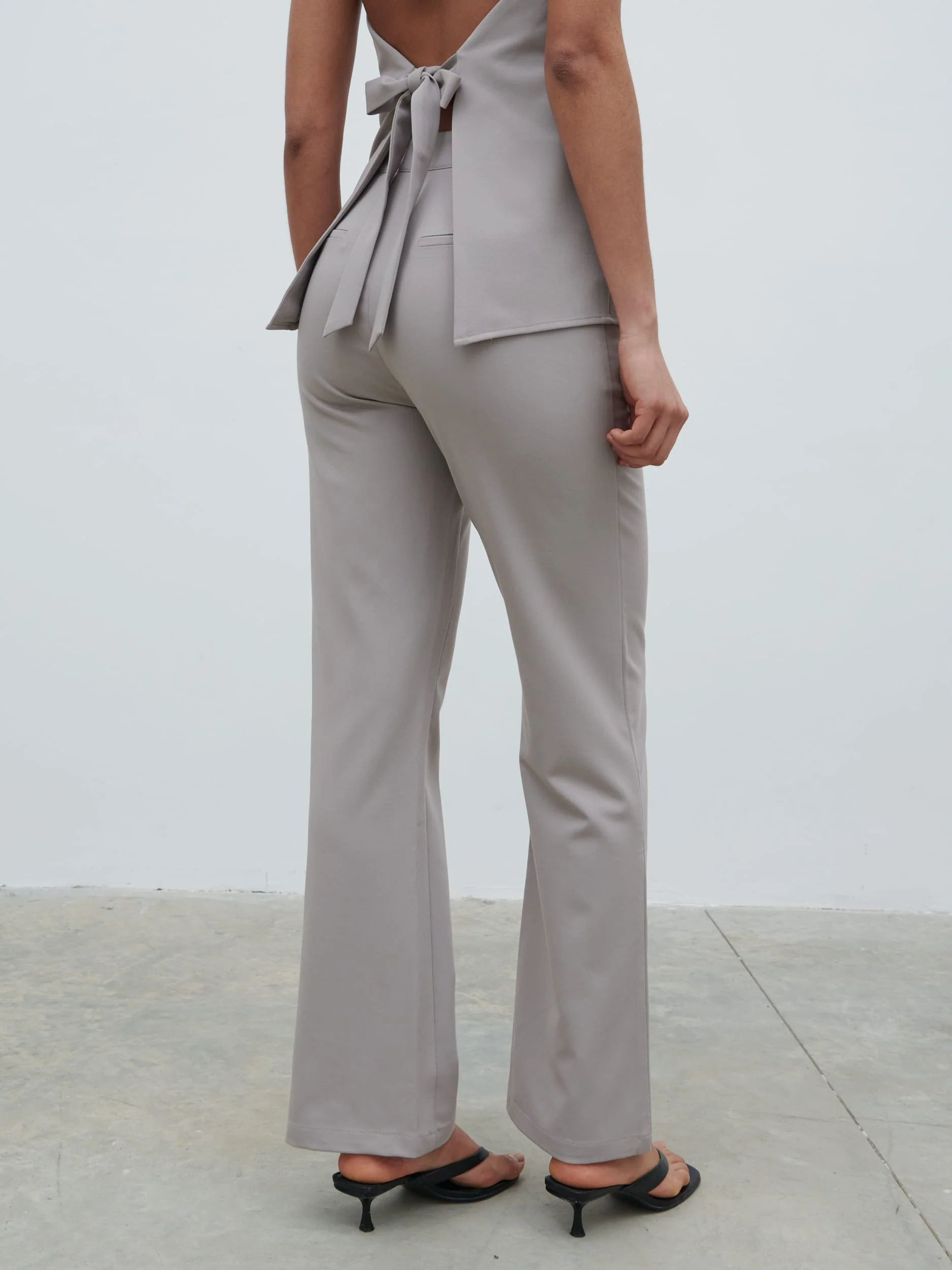 Laria Tailored Slim Leg Trousers - Stone - Image 5