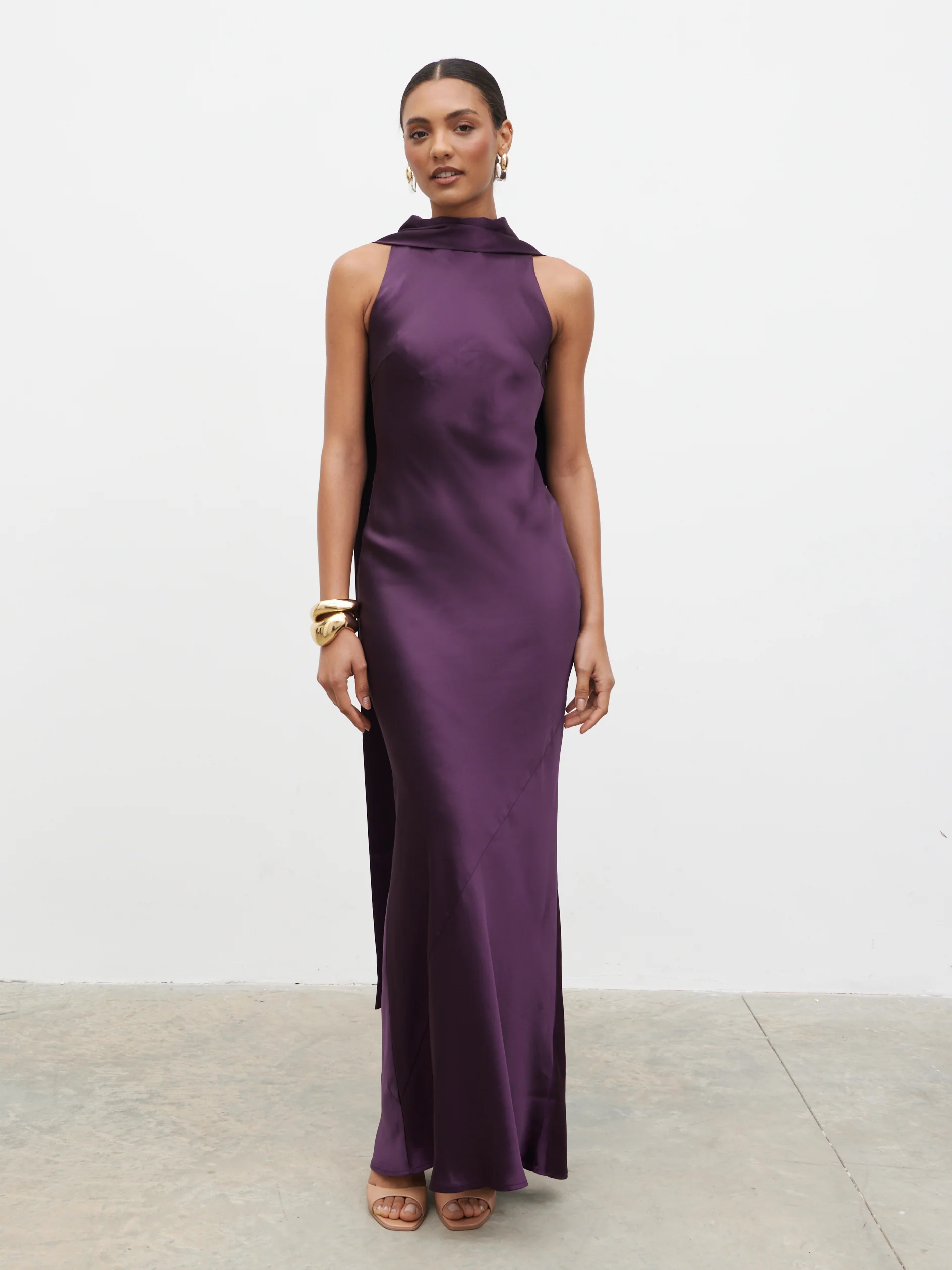 Lethe Drape Scarf Maxi Dress - Dark Grape - Image 2