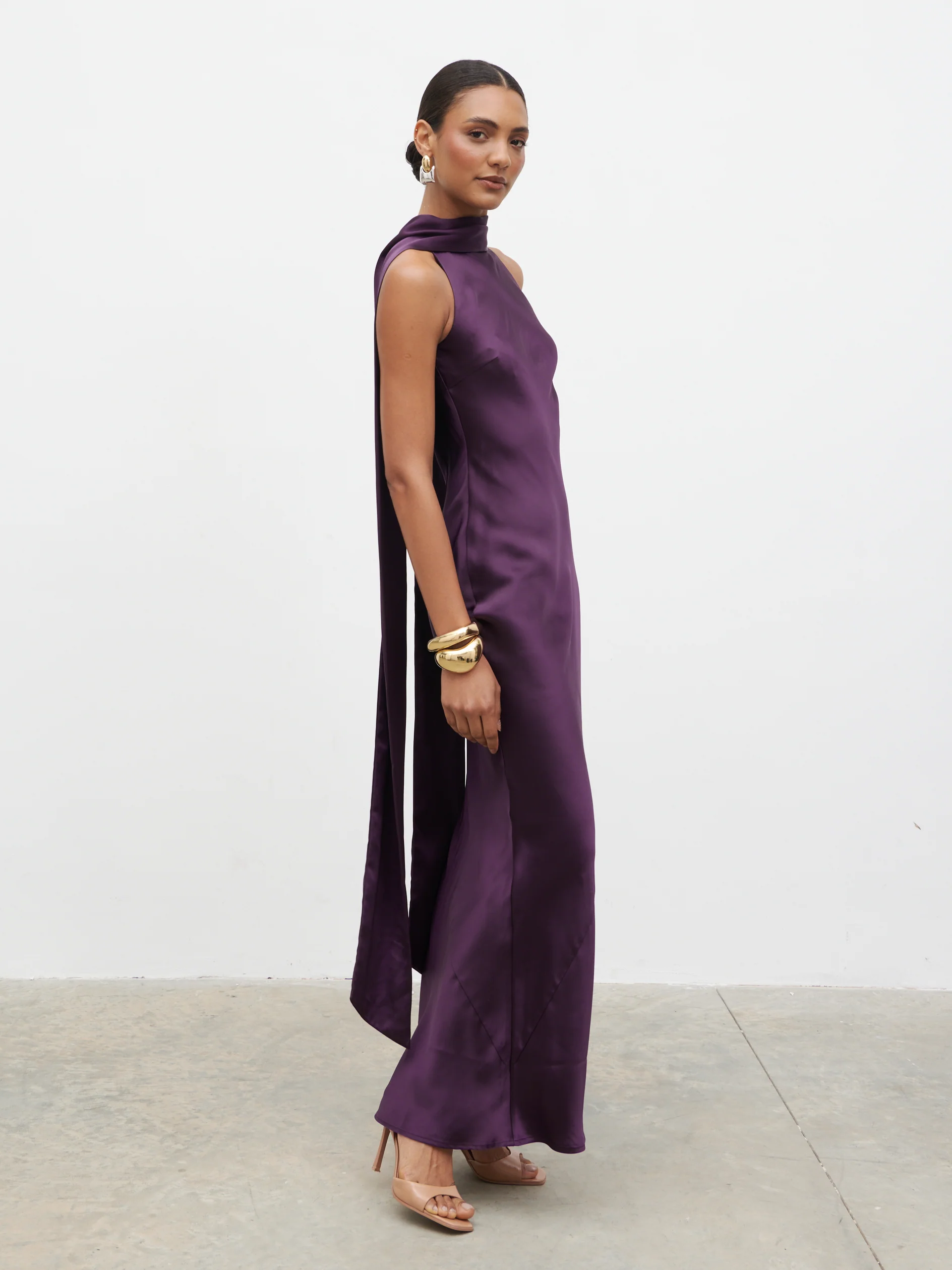 Lethe Drape Scarf Maxi Dress - Dark Grape - Image 3