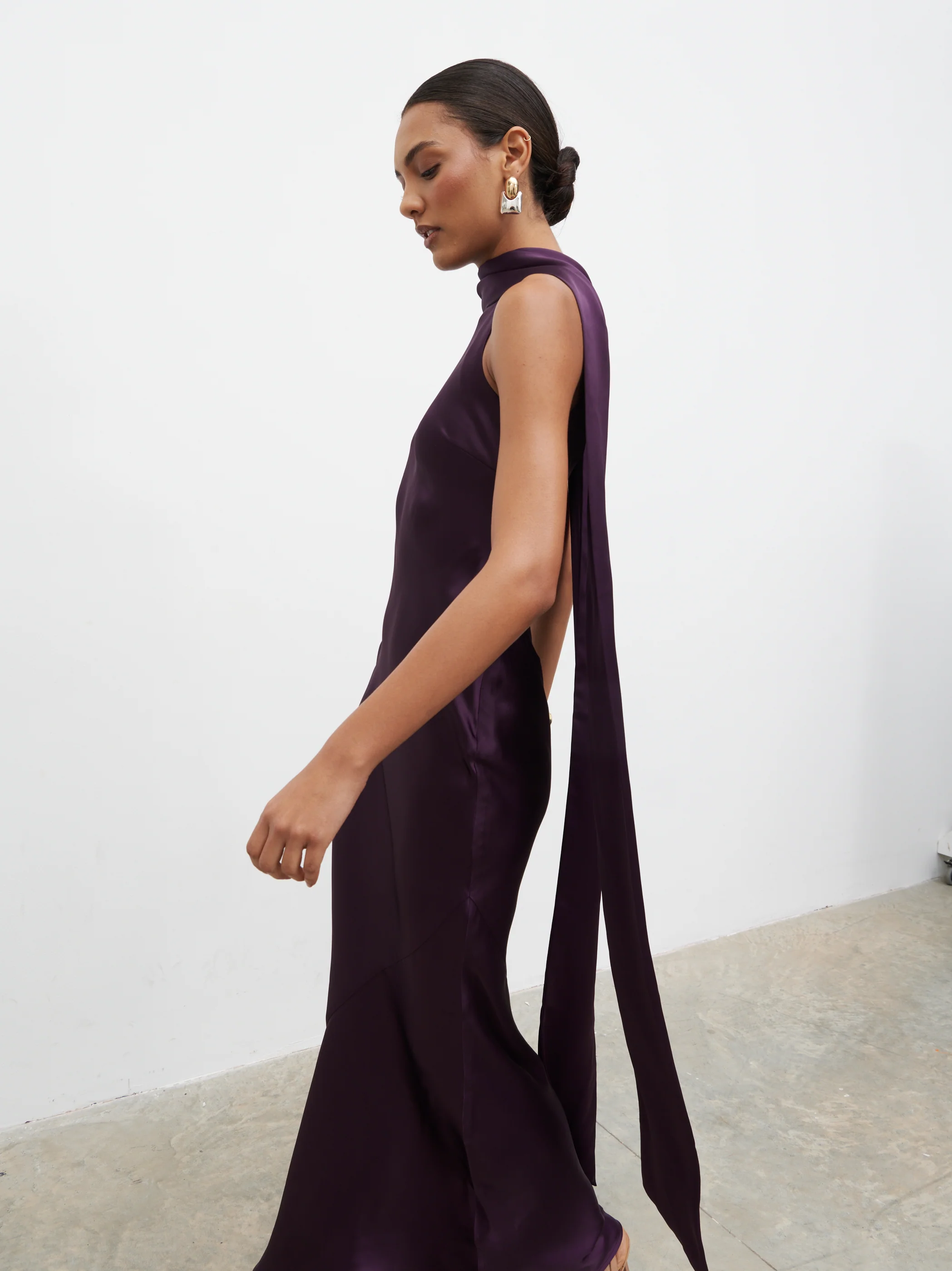 Lethe Drape Scarf Maxi Dress - Dark Grape - Image 4